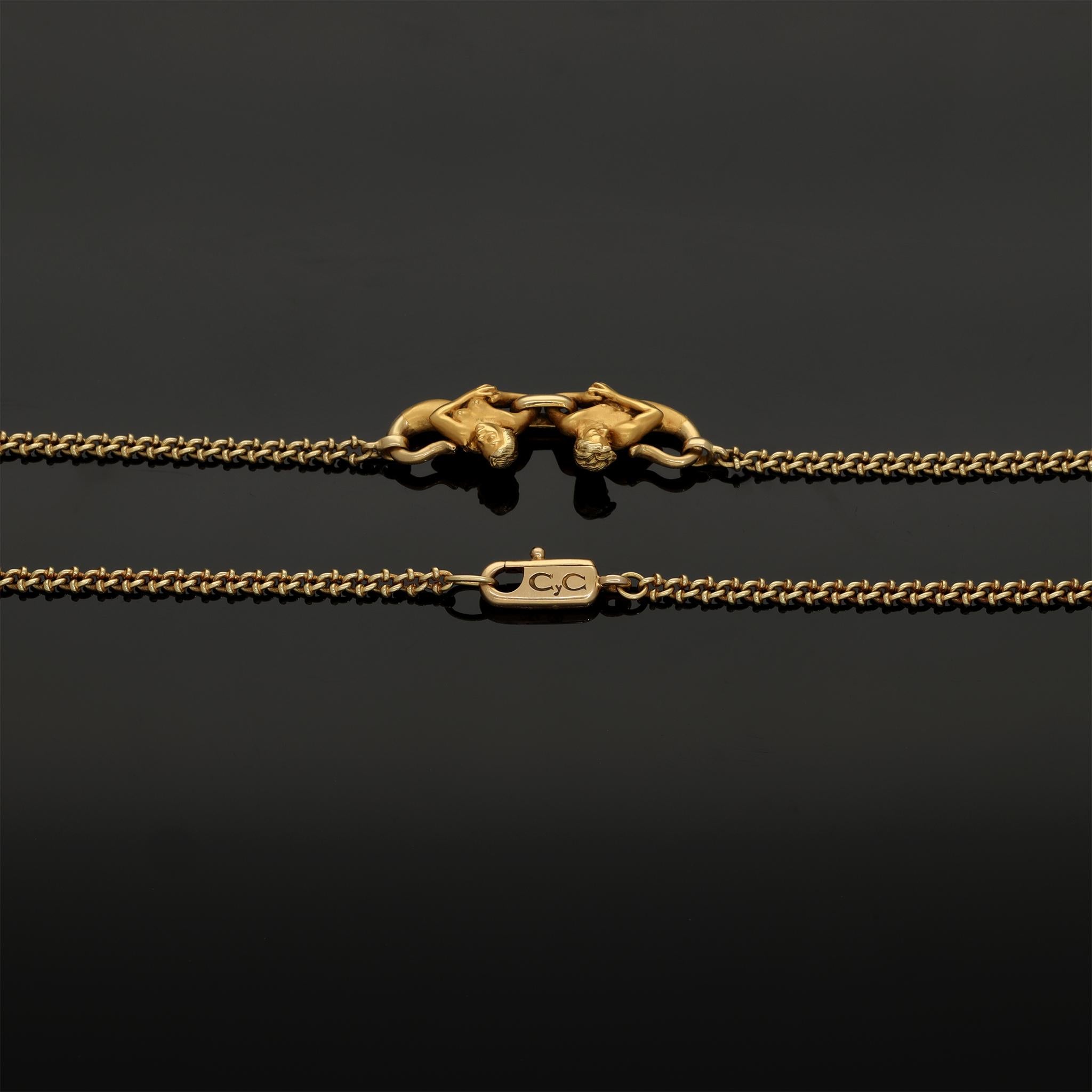 Artisan Vintage Carrera y Carrera Adam and Eve Collection Necklace, Solid 18k Gold Chain For Sale