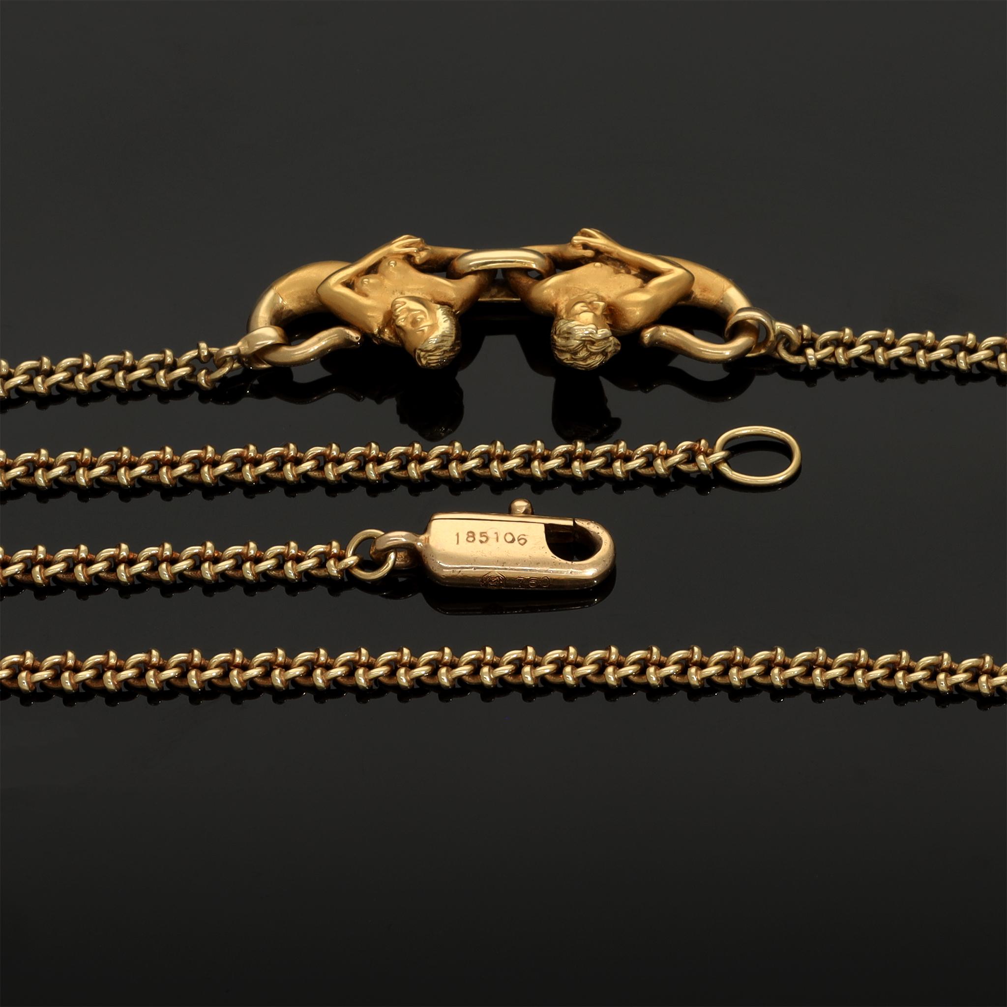 Vintage Carrera y Carrera Adam and Eve Collection Necklace, Solid 18k Gold Chain In Excellent Condition For Sale In Rottedam, NL
