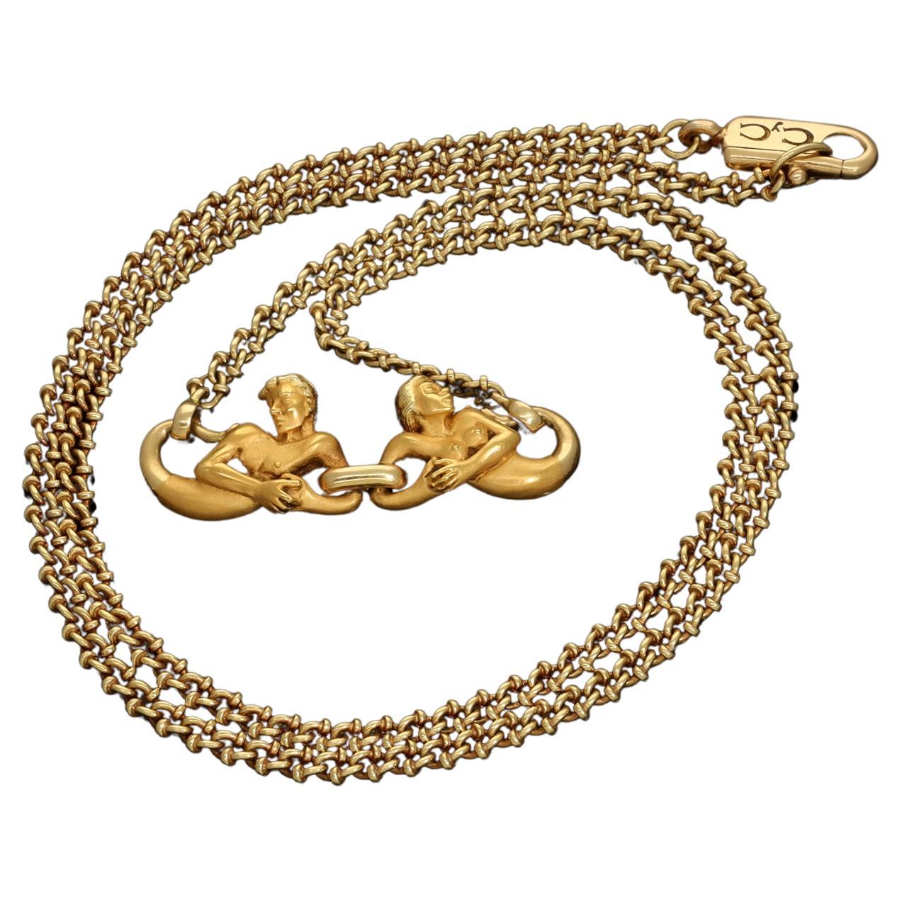 Vintage Carrera y Carrera Adam and Eve Collection Necklace, Solid 18k Gold Chain For Sale