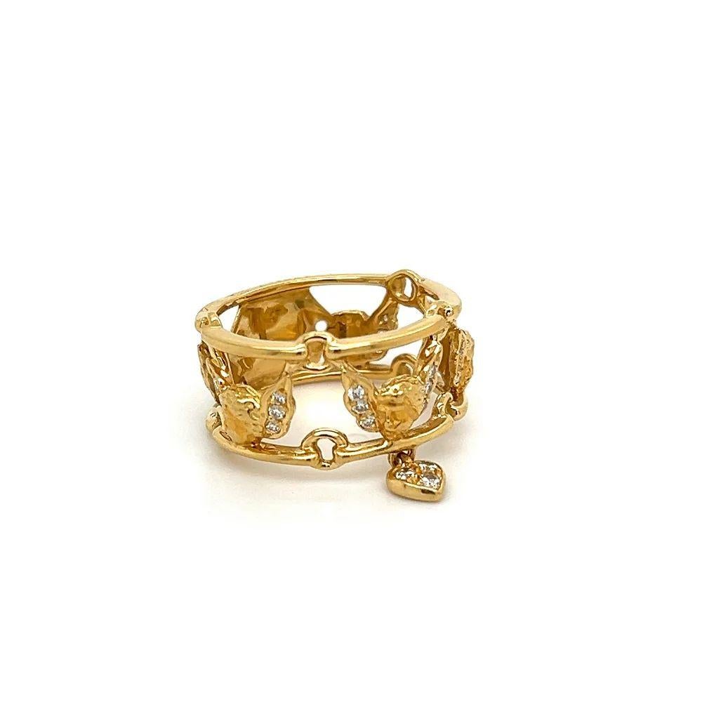 Vintage Carrera Y Carrera Designer Cherub Diamond Gold Band Ring In Excellent Condition For Sale In Montreal, QC