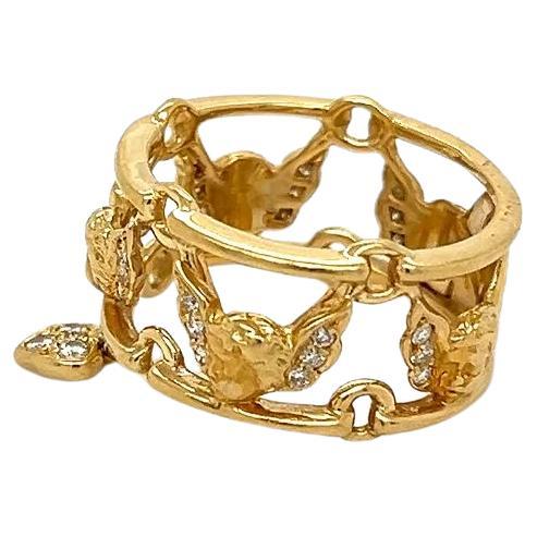 Vintage Carrera Y Carrera Designer Cherub Diamond Gold Band Ring For Sale