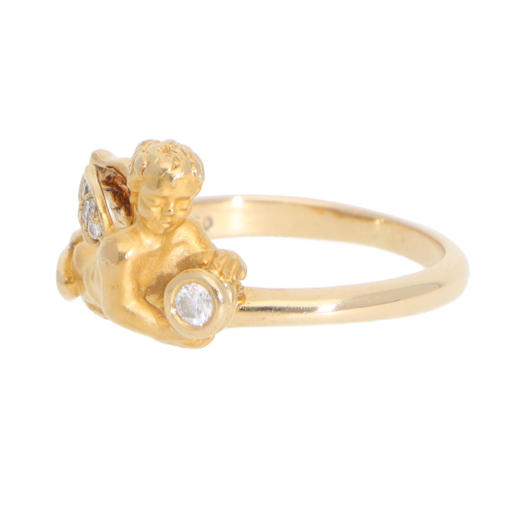 Vintage Carrera y Carrera My Angel Diamond Ring in Yellow Gold For Sale 1