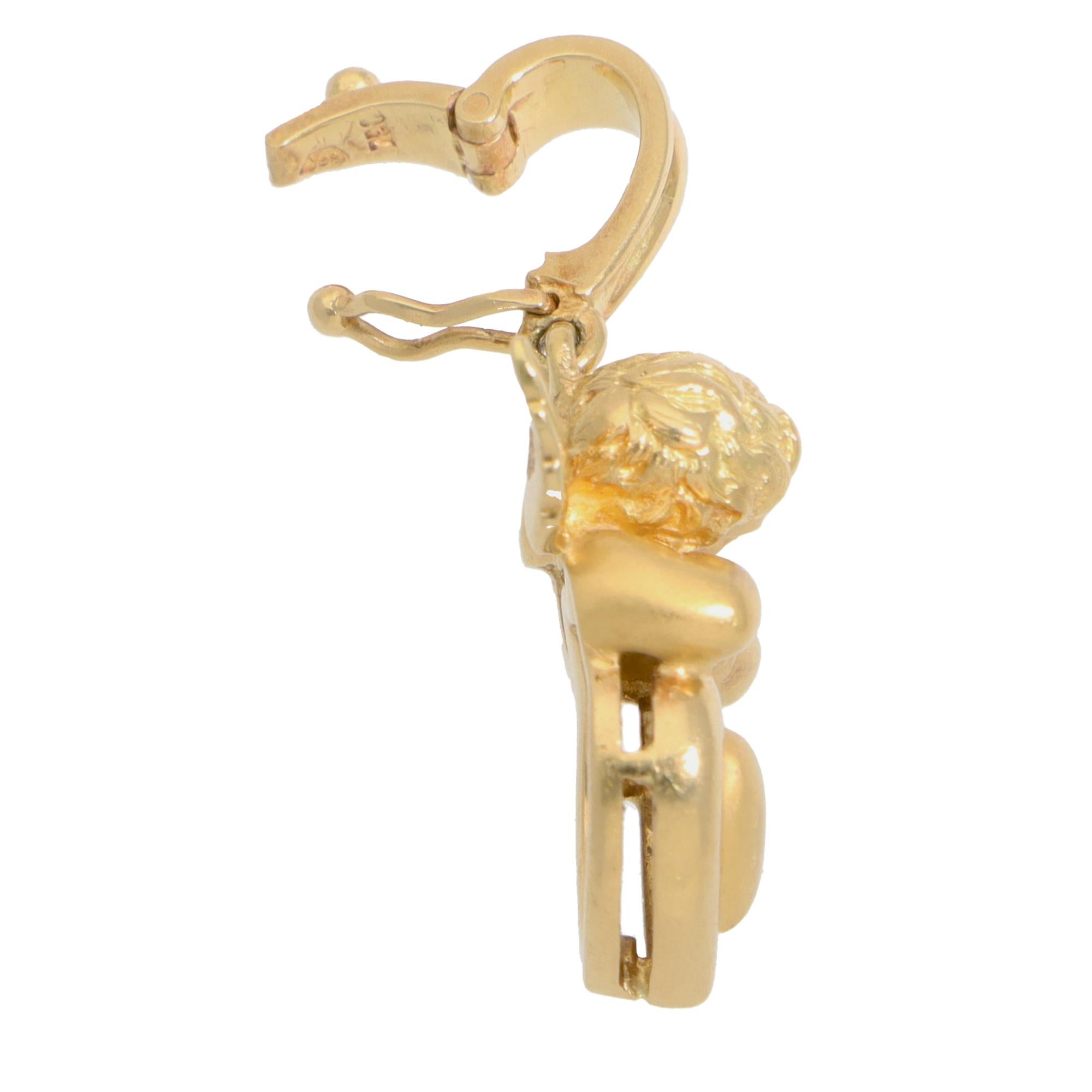 Women's or Men's Vintage Carrera y Carrera My Angel Heart Pendant in Yellow Gold
