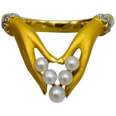 Vintage Carrera y Carrera Yellow Gold, Pearl and Diamond Ring