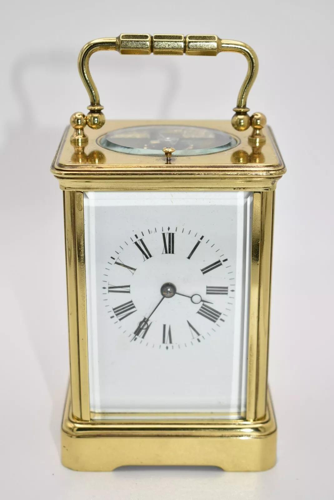 Reloj de repetición de carruaje vintage 10768 Esfera esmaltada con números romanos blancos