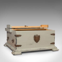 Vintage Carriage Trunk, English, Pine, Iron Bound, Travel Chest, Coffee Table