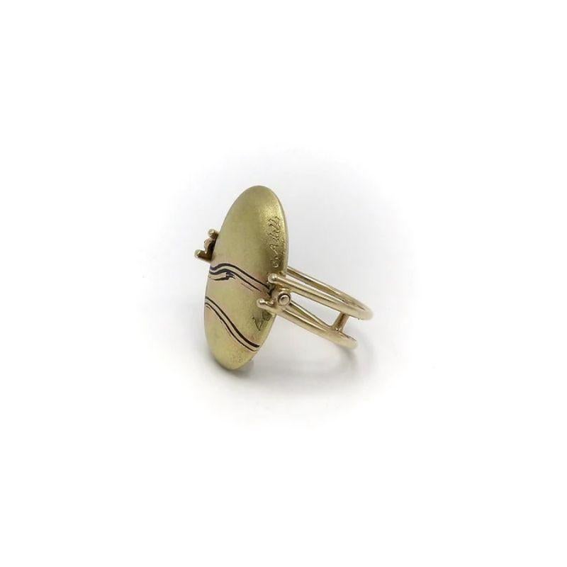 Modern Vintage Carrie Adell 18K & 14K Gold Mokume Pebble Ring For Sale