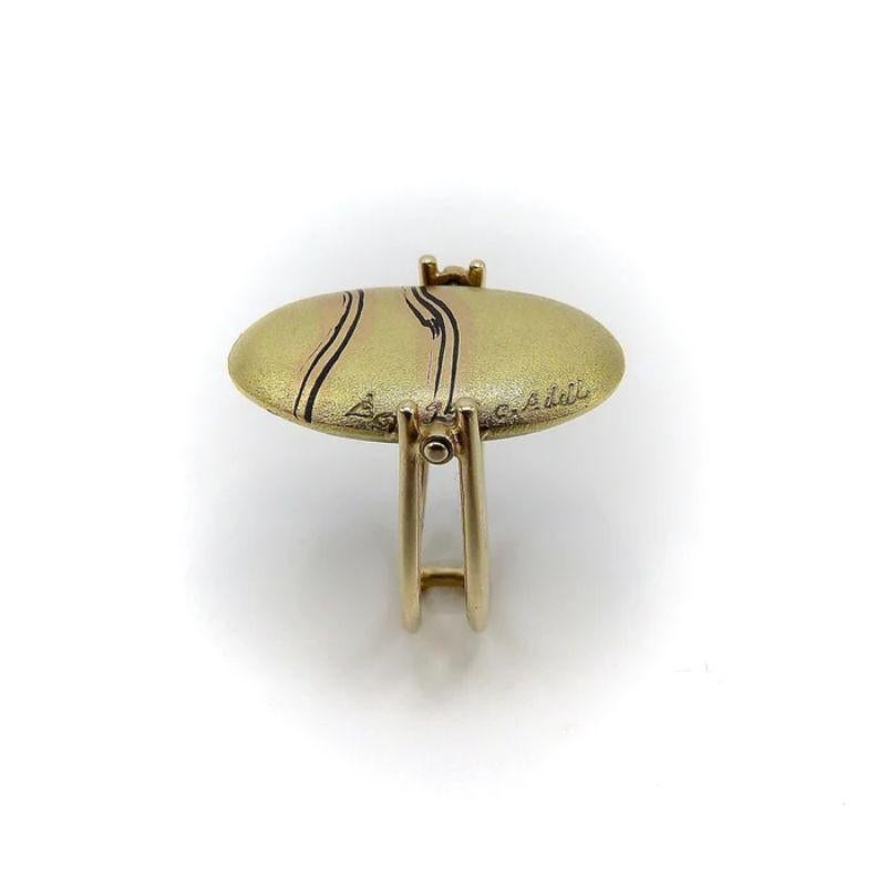 Vintage Carrie Adell 18K & 14K Gold Mokume Pebble Ring For Sale 1