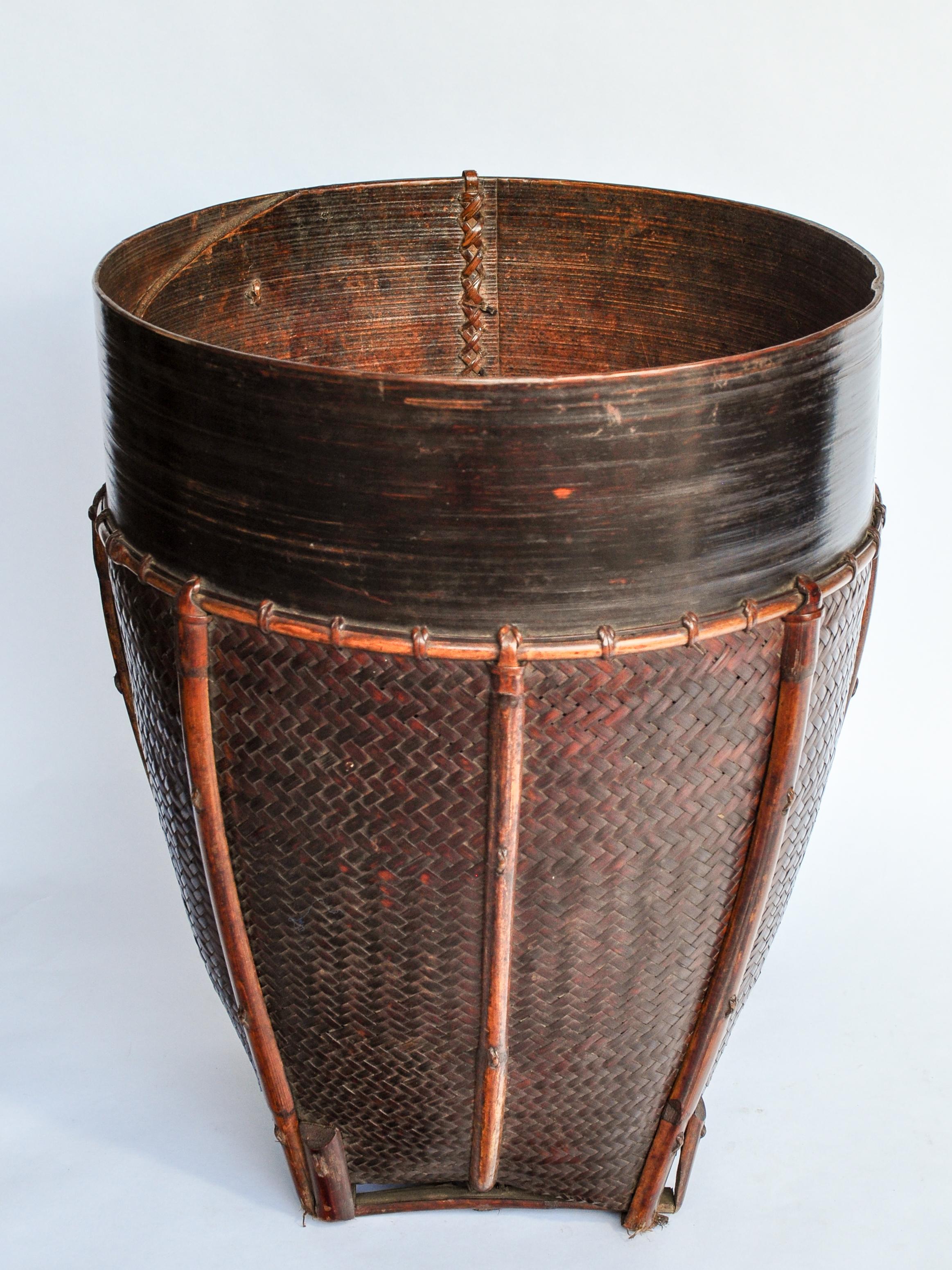 Vintage Carrying and Storage Basket Rawang People of Burma, Mid-20th Century 1