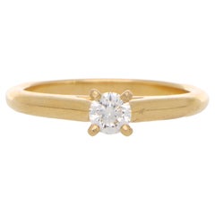 Vintage Cartier 0.18ct Diamond Single Solitaire Ring Set in 18k Yellow Gold