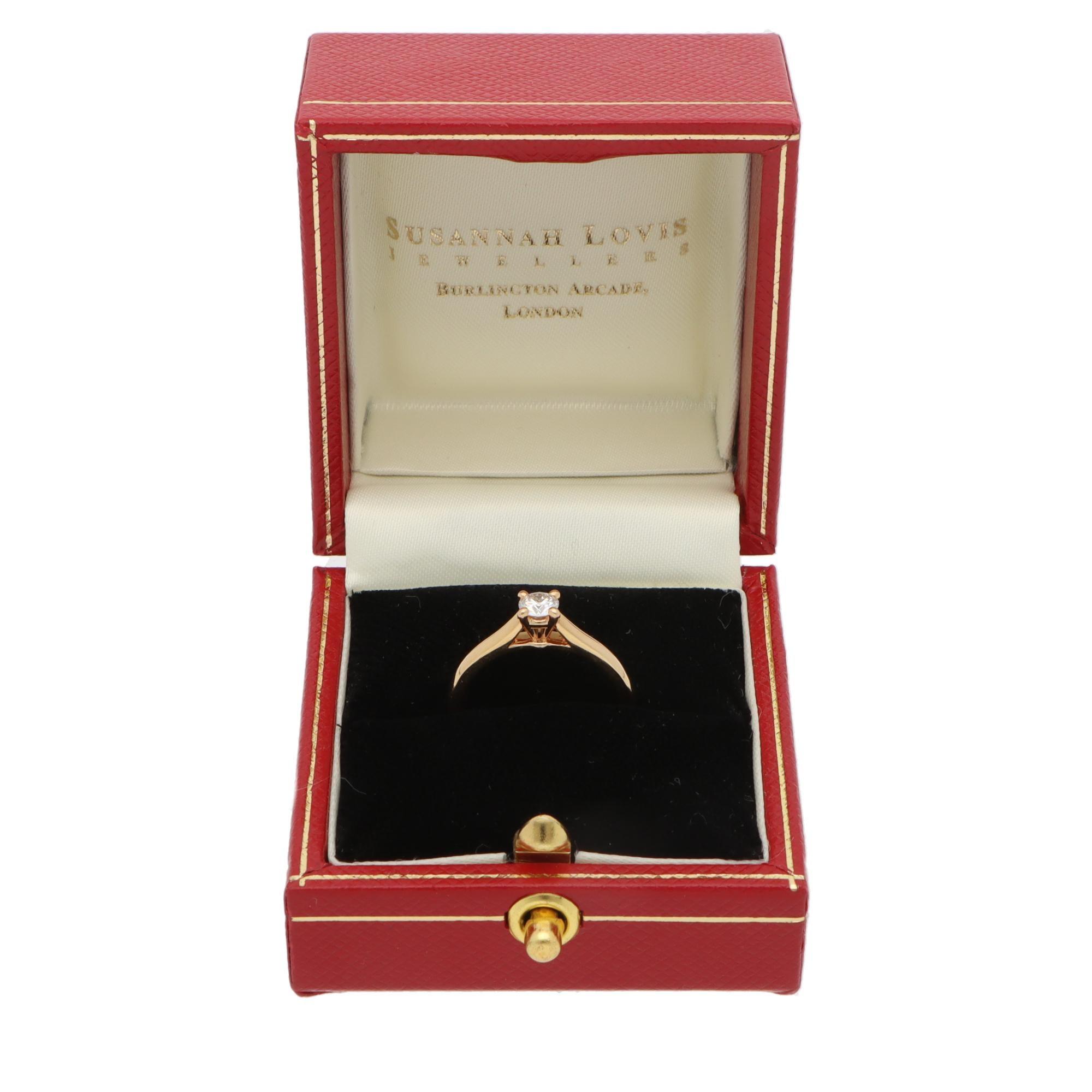 Brilliant Cut Vintage Cartier 0.20ct GIA Certified Diamond 1895 Solitaire Ring
