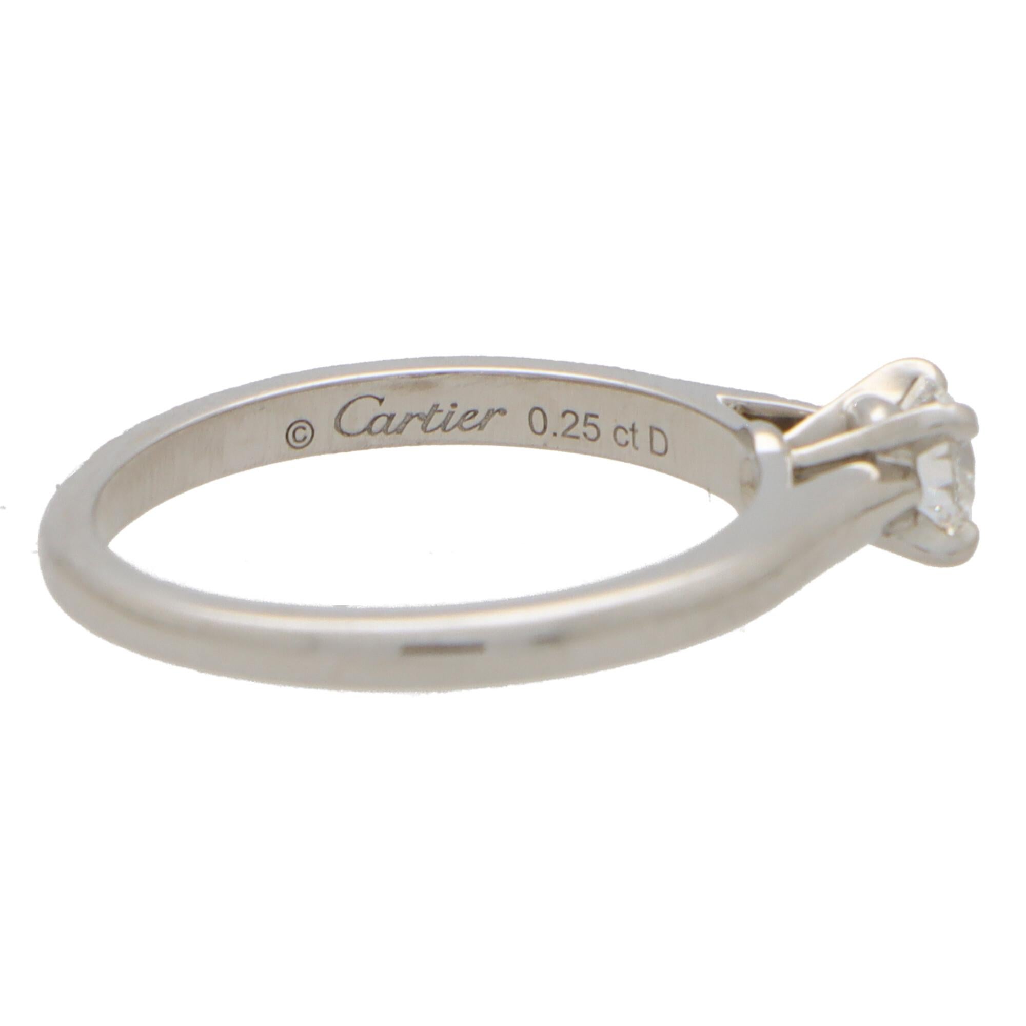 Modern Vintage Cartier 0.25ct Diamond Single Solitaire Ring Set in Platinum