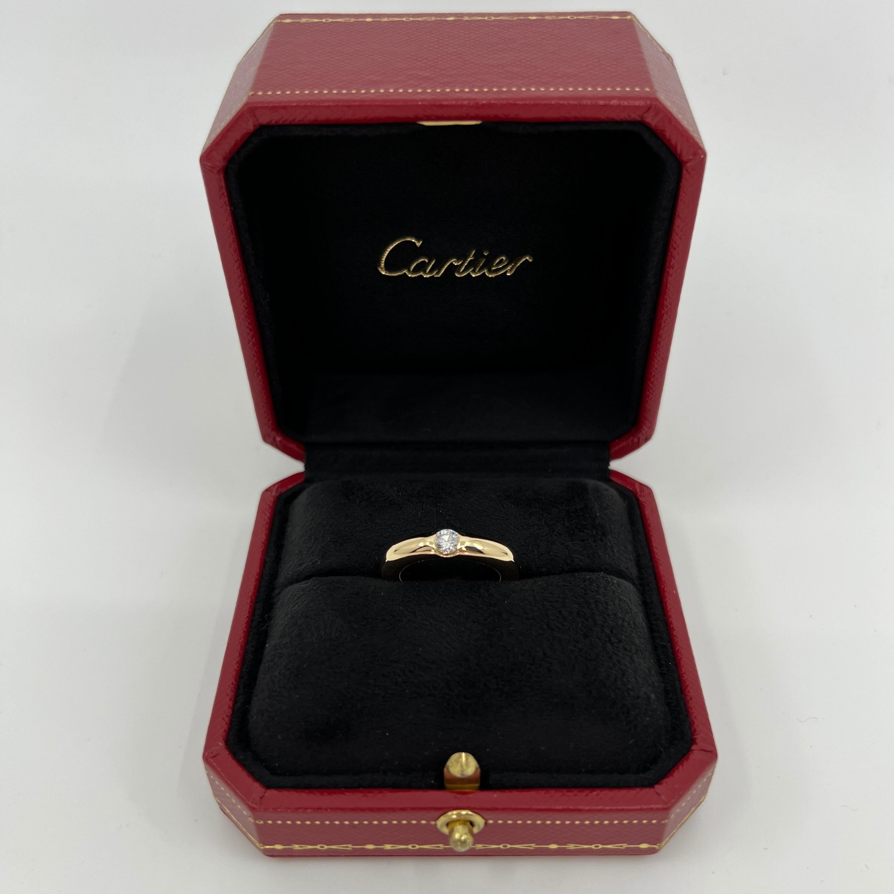 Vintage Cartier 0.25ct Diamond VVS1 Ellipse 18k Yellow Gold Band Solitaire Ring For Sale 6