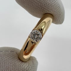 Vintage Cartier 0.25ct Diamond VVS1 Ellipse 18k Yellow Gold Band Solitaire Ring