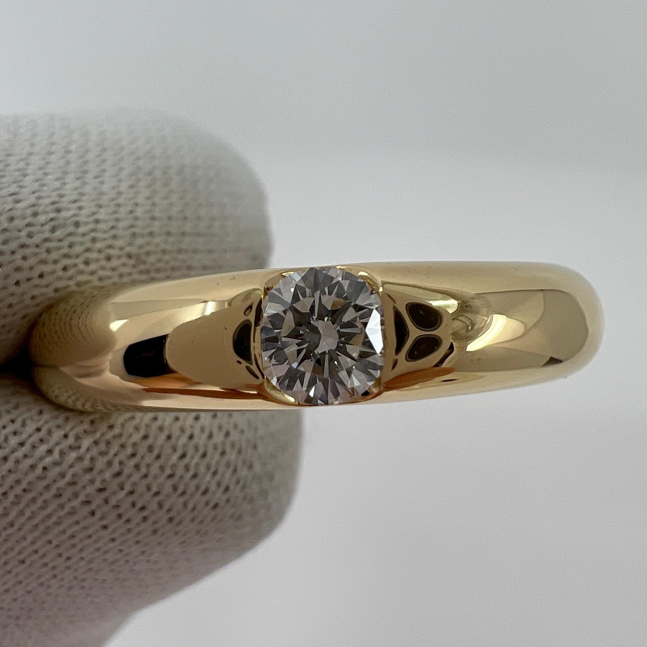 Vintage Cartier 0.25ct Diamond VVS1 Ellipse 18k Yellow Gold Solitaire Band Ring 2