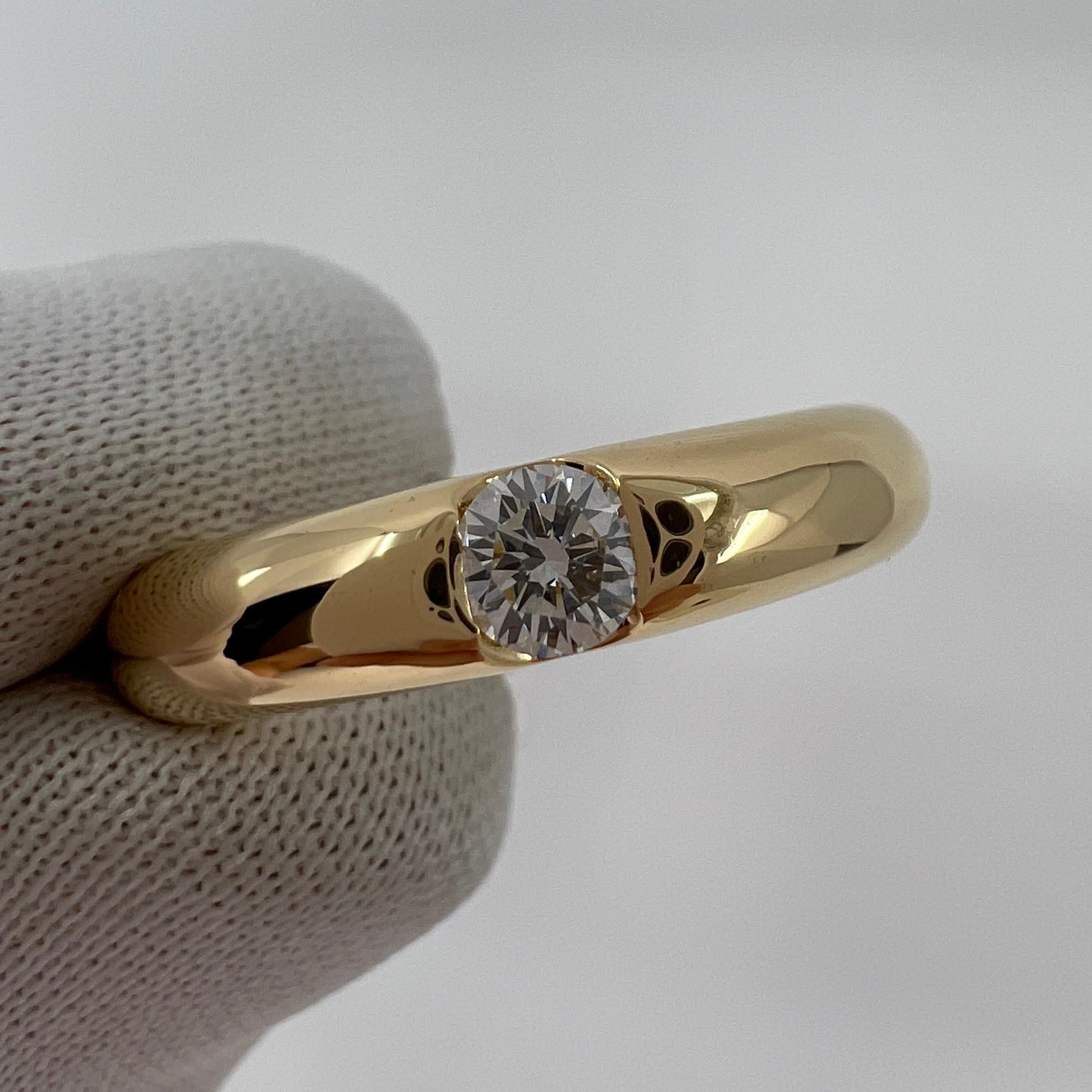 Vintage Cartier 0.25ct Diamond VVS1 Ellipse 18k Yellow Gold Solitaire Band Ring 3