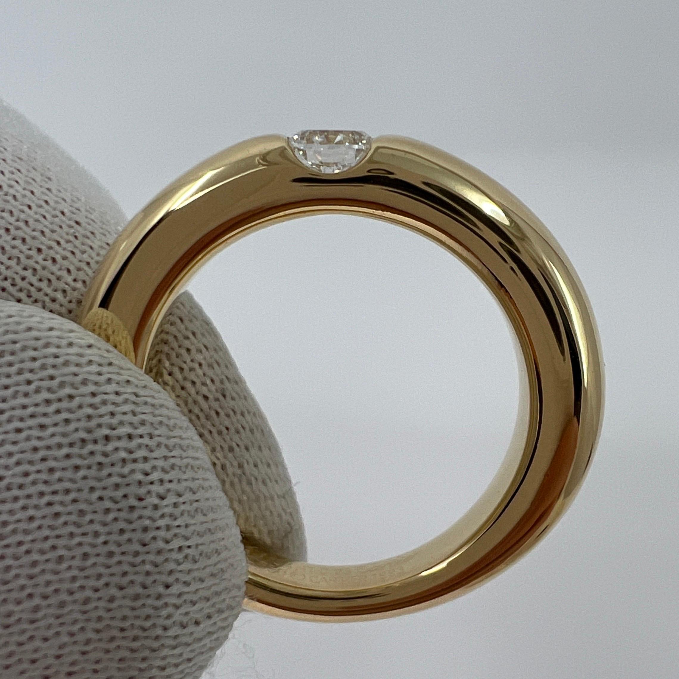 Vintage Cartier 0.25ct Round Diamond VVS Ellipse 18k Yellow Gold Solitaire Ring 2