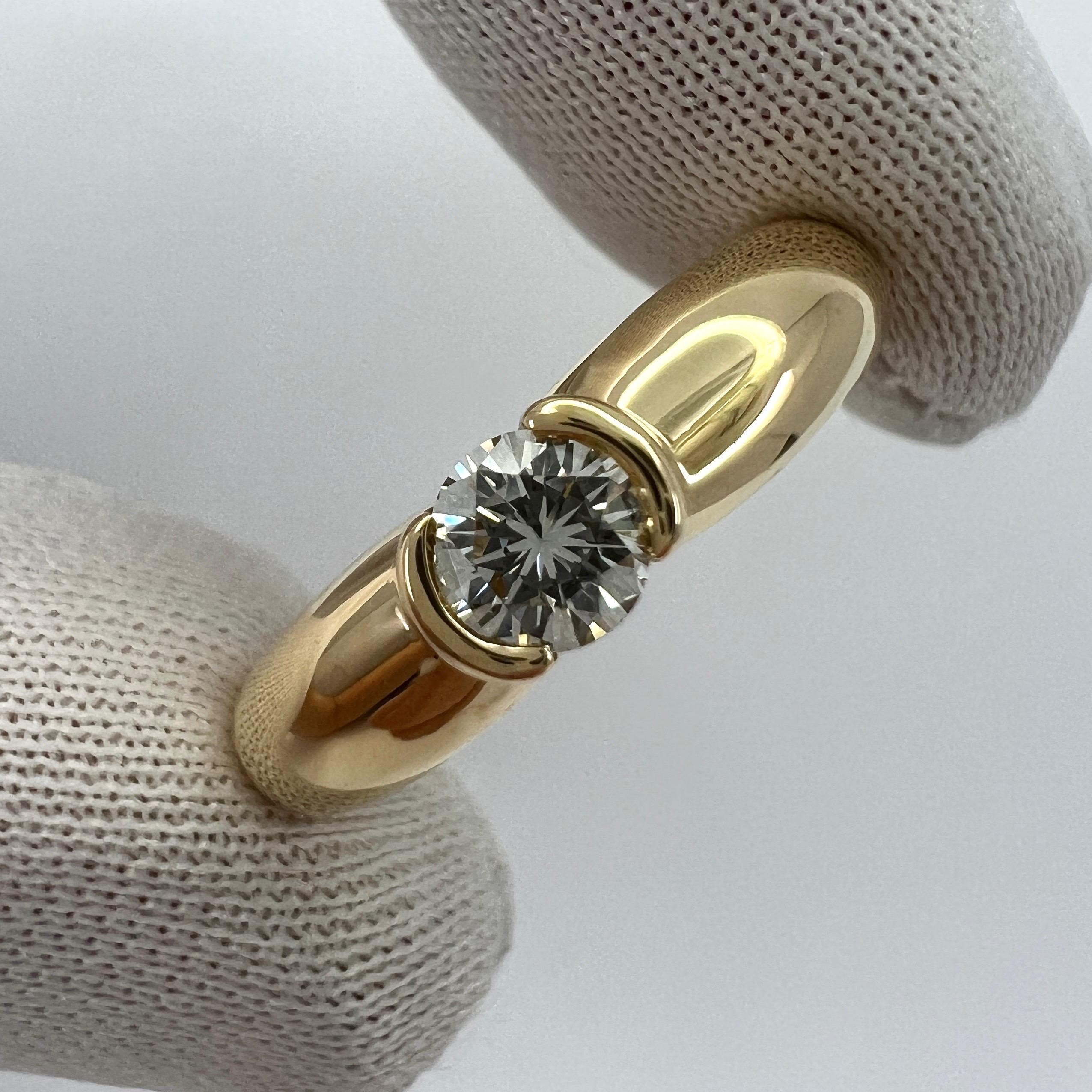 Vintage Cartier 0.30ct Round Diamond Ellipse 18k Yellow Gold Solitaire Ring 5 49 6