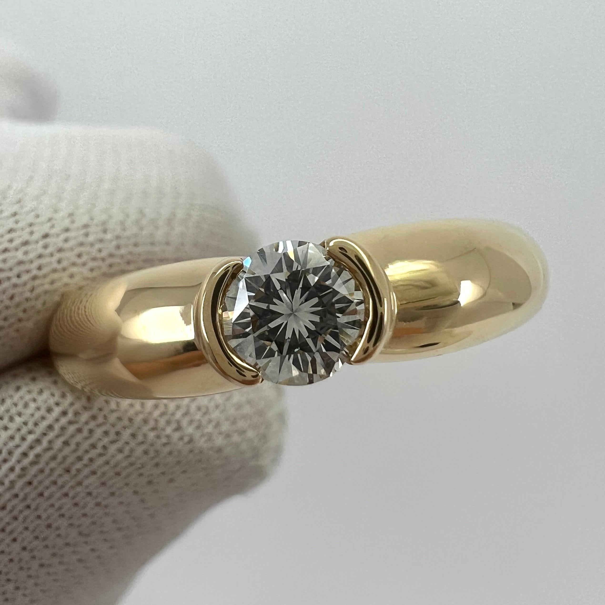 Women's or Men's Vintage Cartier 0.30ct Round Diamond Ellipse 18k Yellow Gold Solitaire Ring 5 49