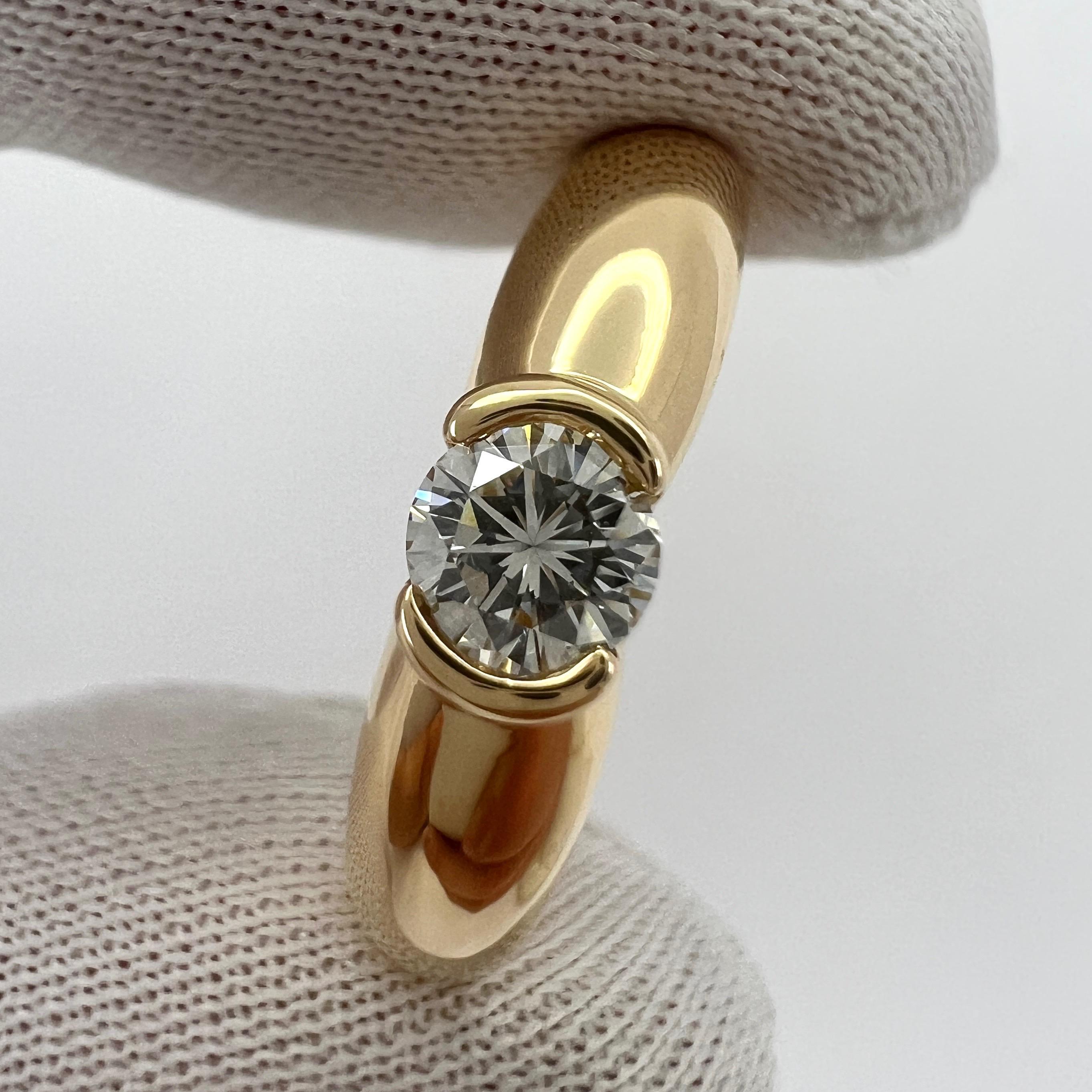 Vintage Cartier 0.30ct Round Diamond Ellipse 18k Yellow Gold Solitaire Ring 5 49 1