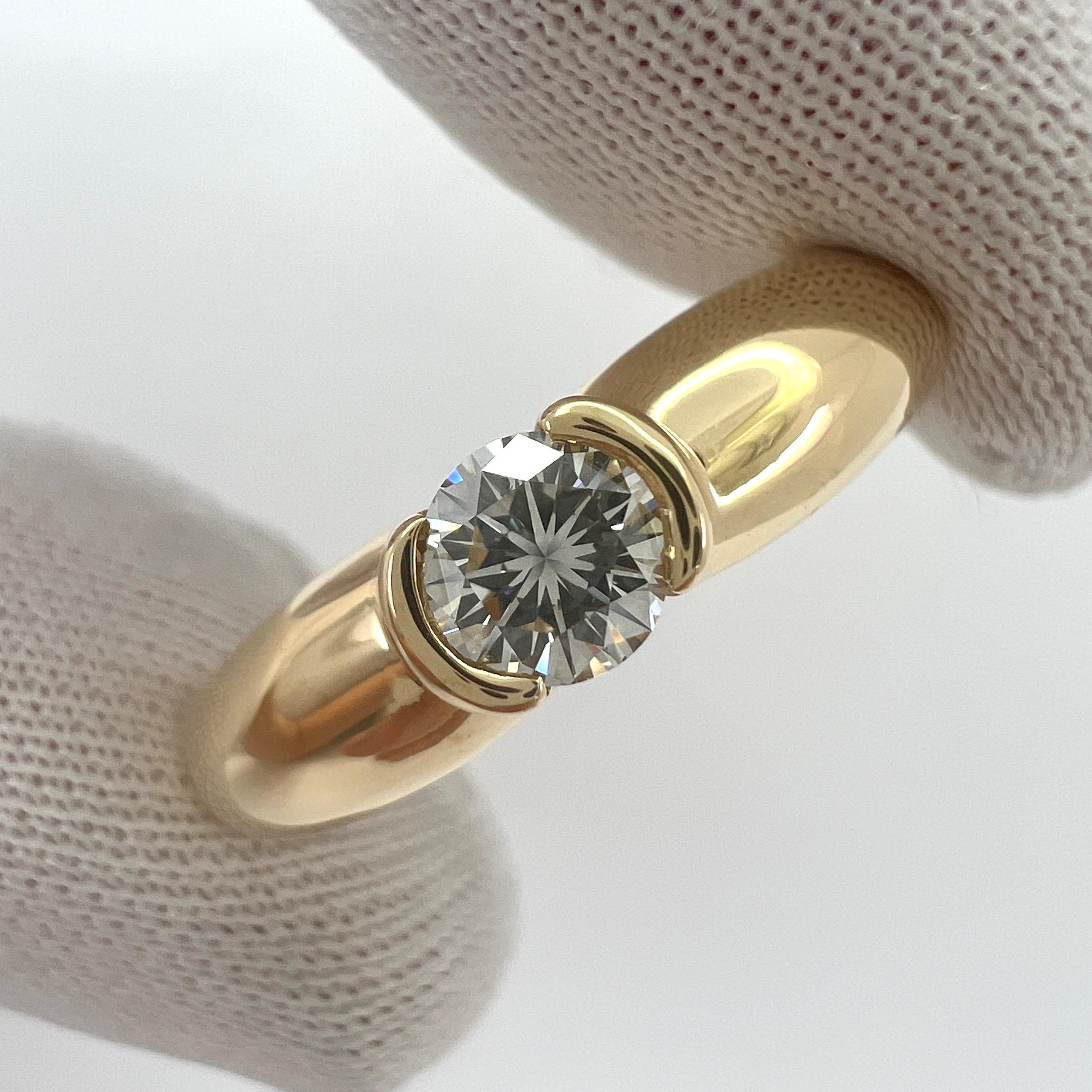 Vintage Cartier 0.30ct Round Diamond Ellipse 18k Yellow Gold Solitaire Ring 5 49 2
