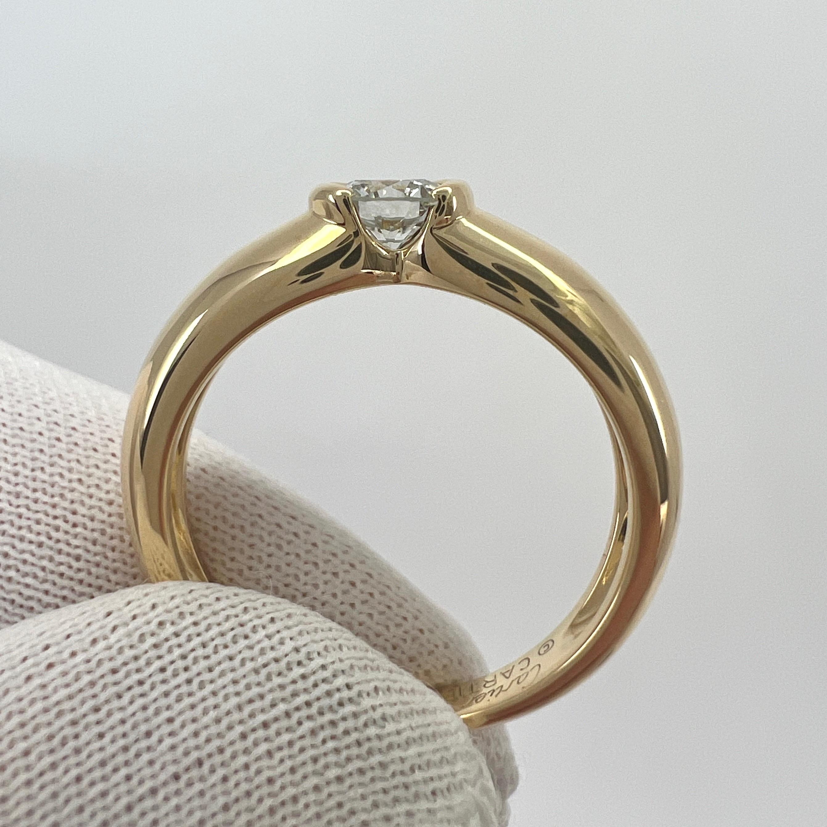 Vintage Cartier 0.30ct Round Diamond Ellipse 18k Yellow Gold Solitaire Ring 5 49 3