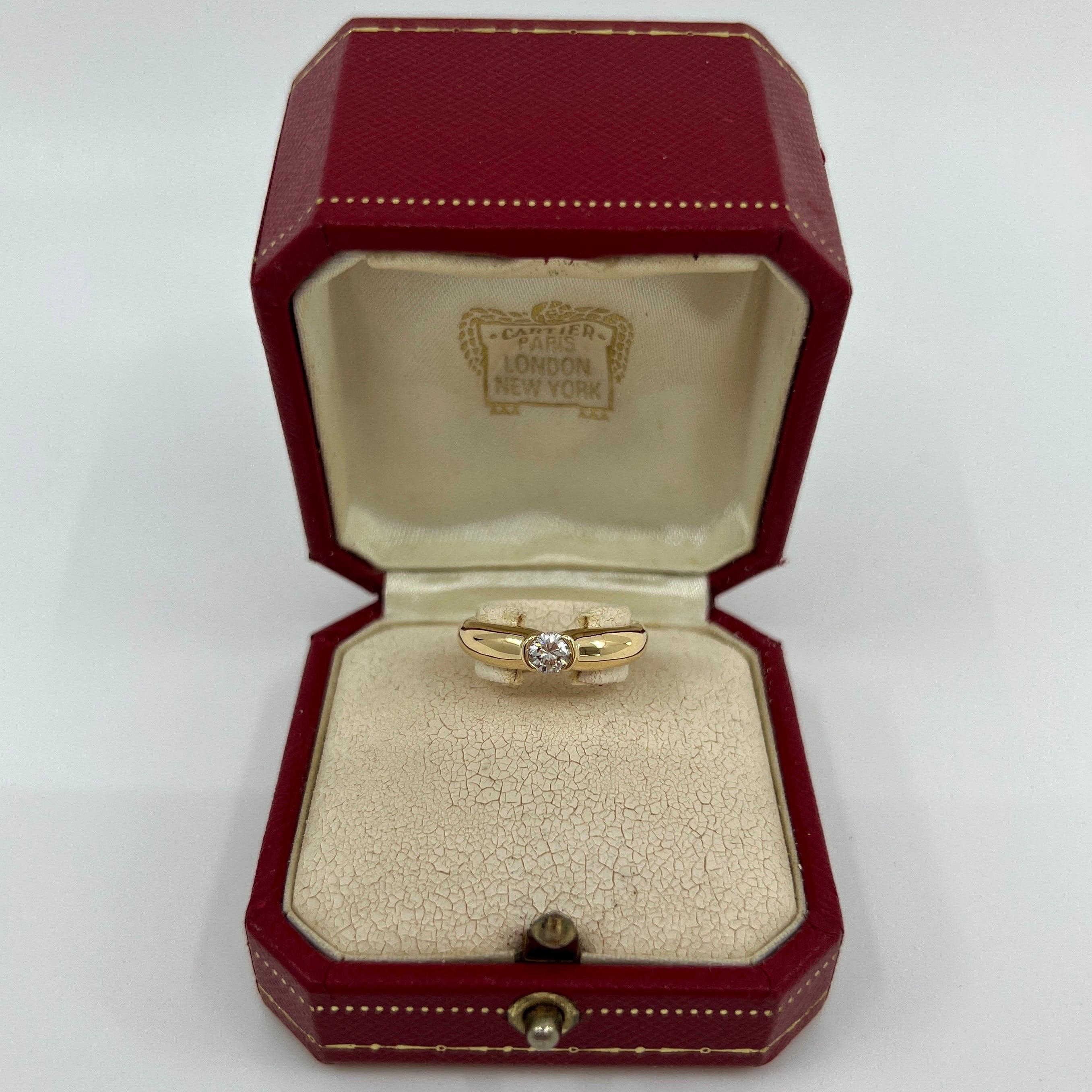 Vintage Cartier 0.30ct Round Diamond Ellipse 18k Yellow Gold Solitaire Ring 5 49 4