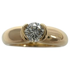 Vintage Cartier 0.30ct Round Diamond Ellipse 18k Yellow Gold Solitaire Ring 5 49