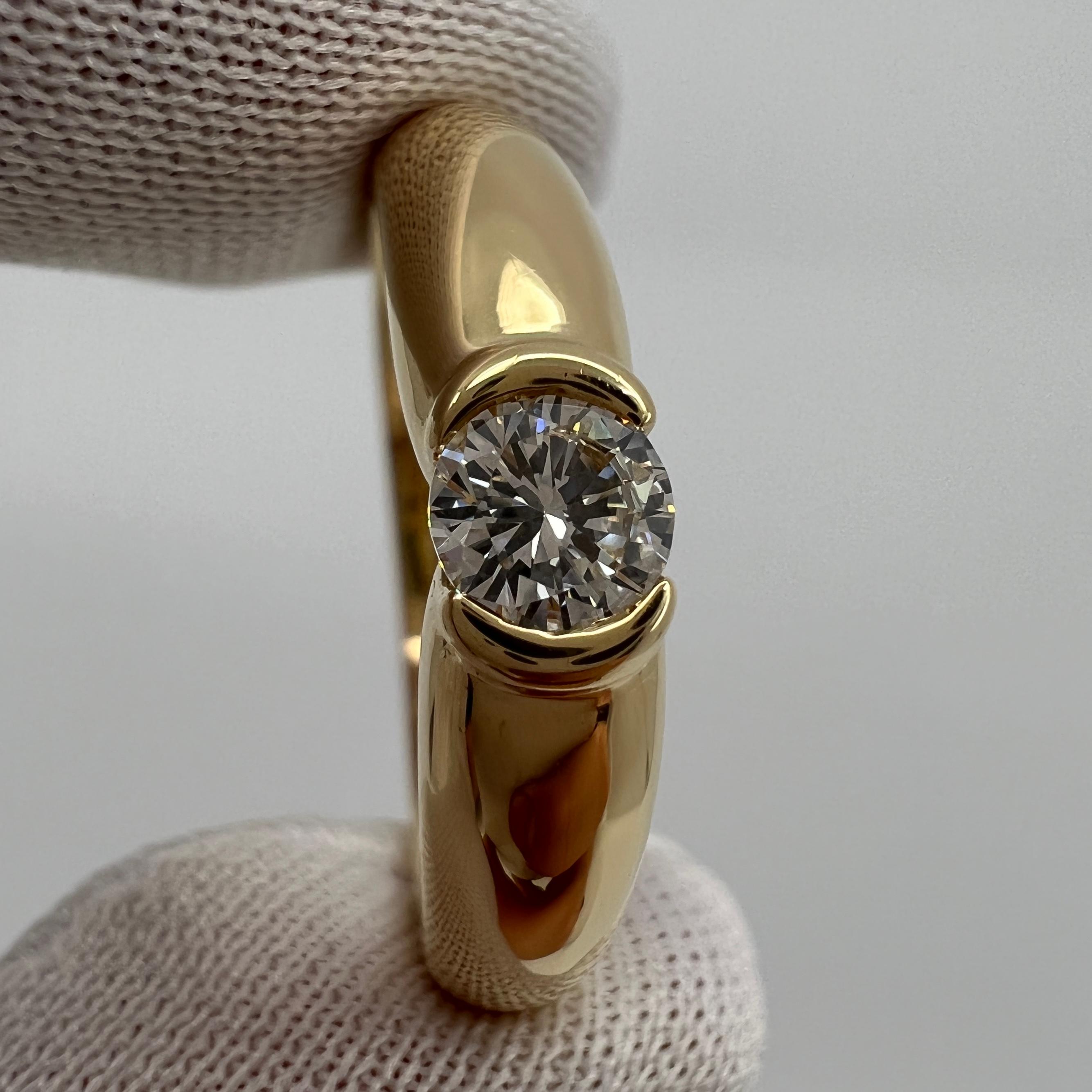 Vintage Cartier 0.30ct Round Diamond VVS1 Ellipse 18k Yellow Gold Solitaire Ring 5