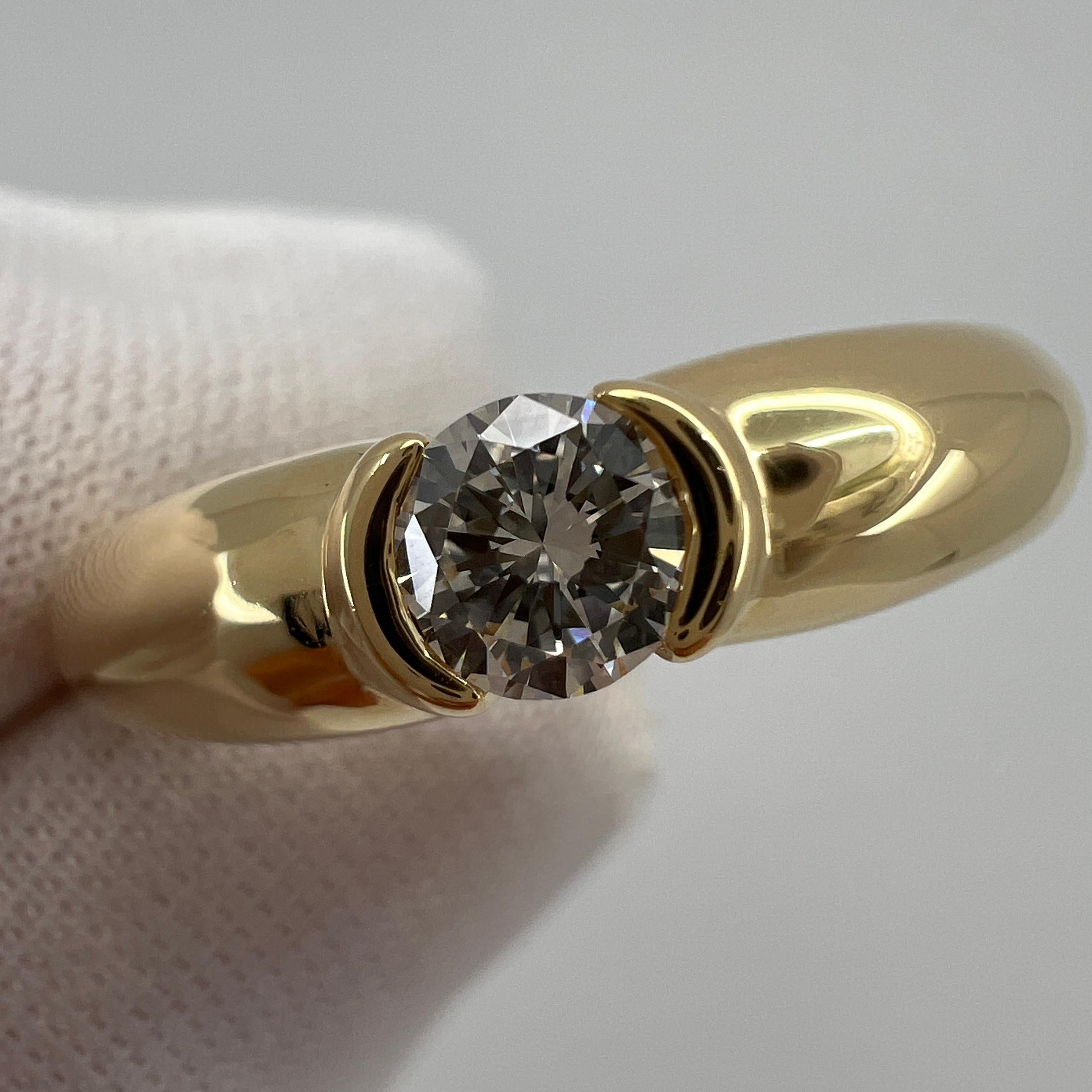 Vintage Cartier 0,30ct Runde Diamant VVS1 Ellipse 18k Gelbgold Solitär Ring (Rundschliff) im Angebot