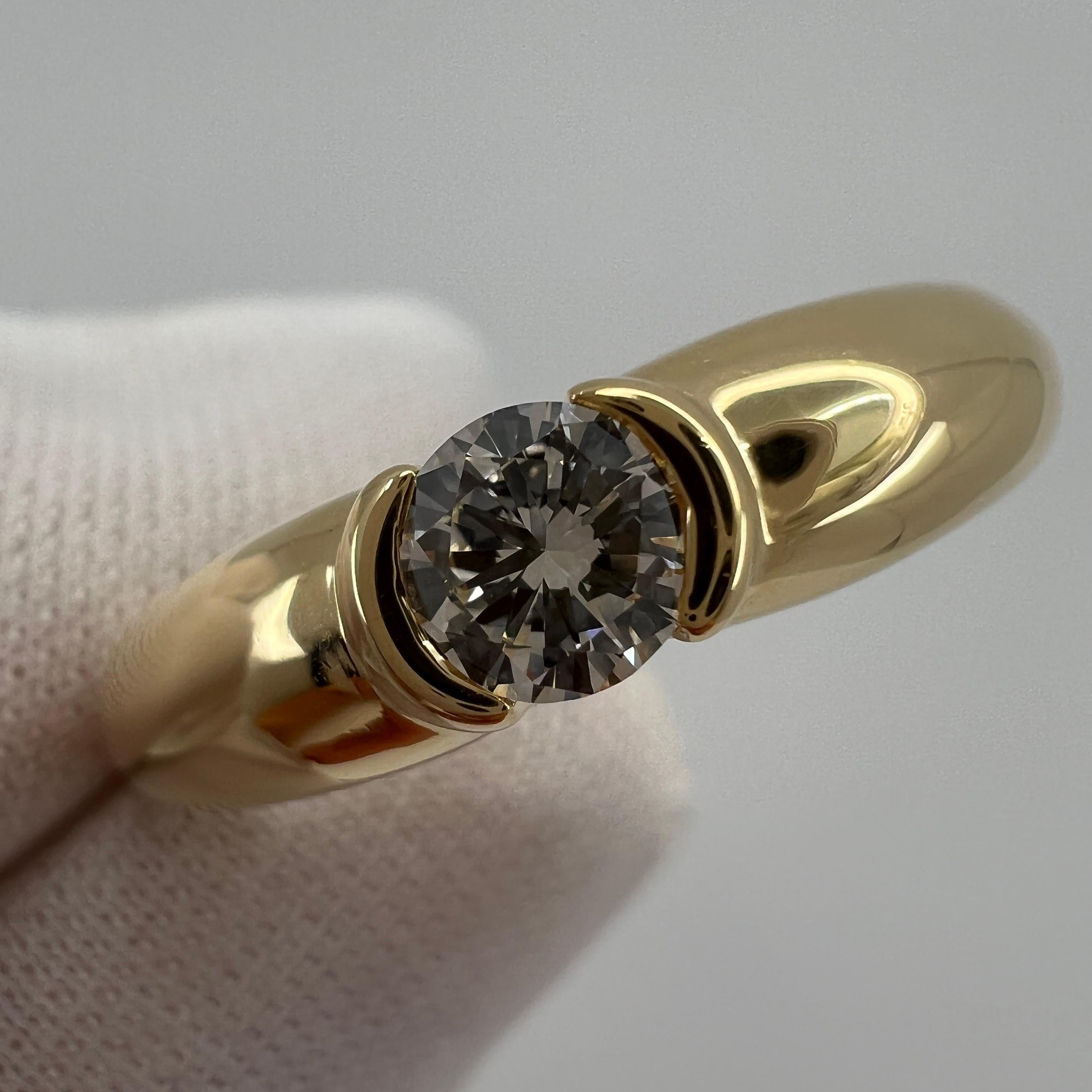 Women's or Men's Vintage Cartier 0.30ct Round Diamond VVS1 Ellipse 18k Yellow Gold Solitaire Ring