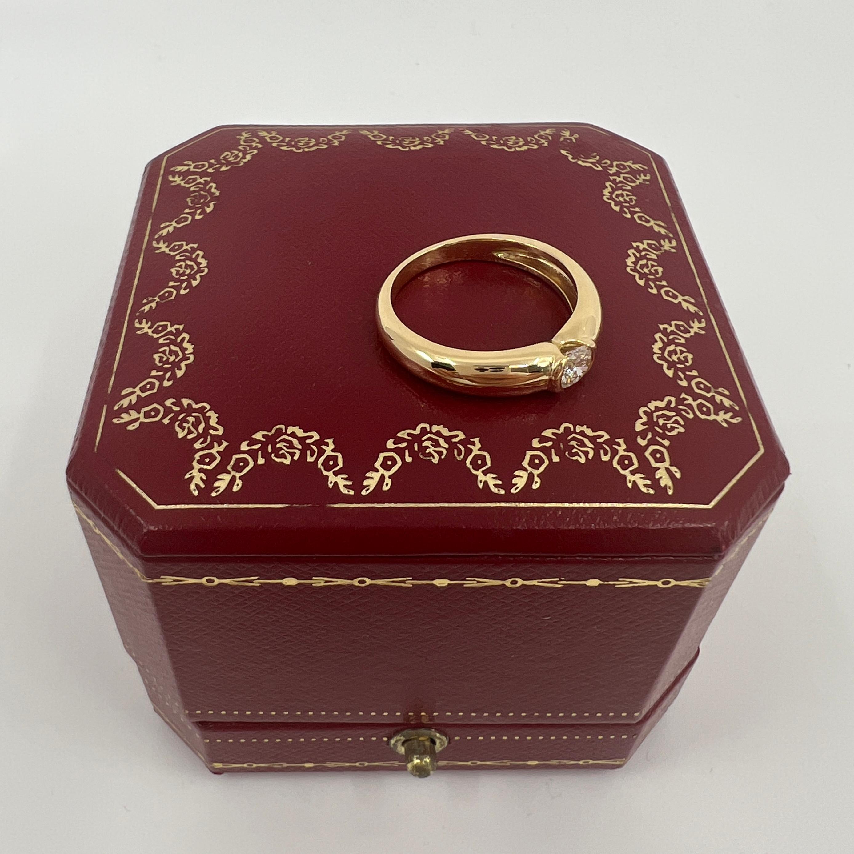 Vintage Cartier 0.30ct Round Diamond VVS1 Ellipse 18k Yellow Gold Solitaire Ring For Sale 2