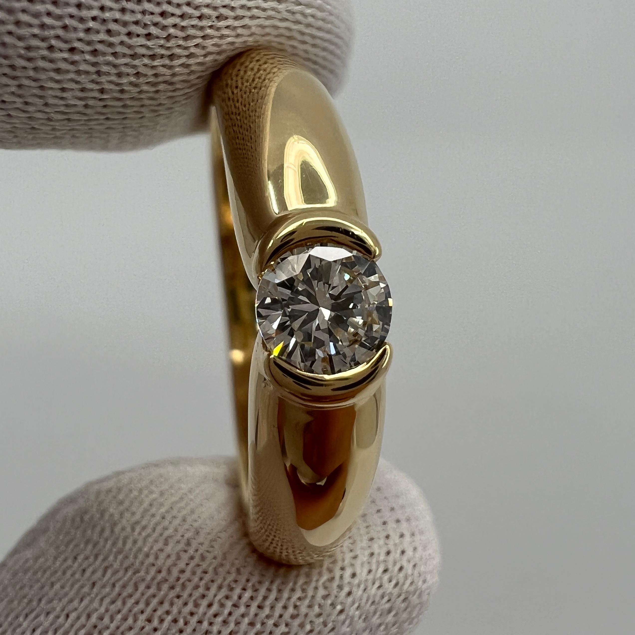 Vintage Cartier 0.30ct Round Diamond VVS1 Ellipse 18k Yellow Gold Solitaire Ring 3