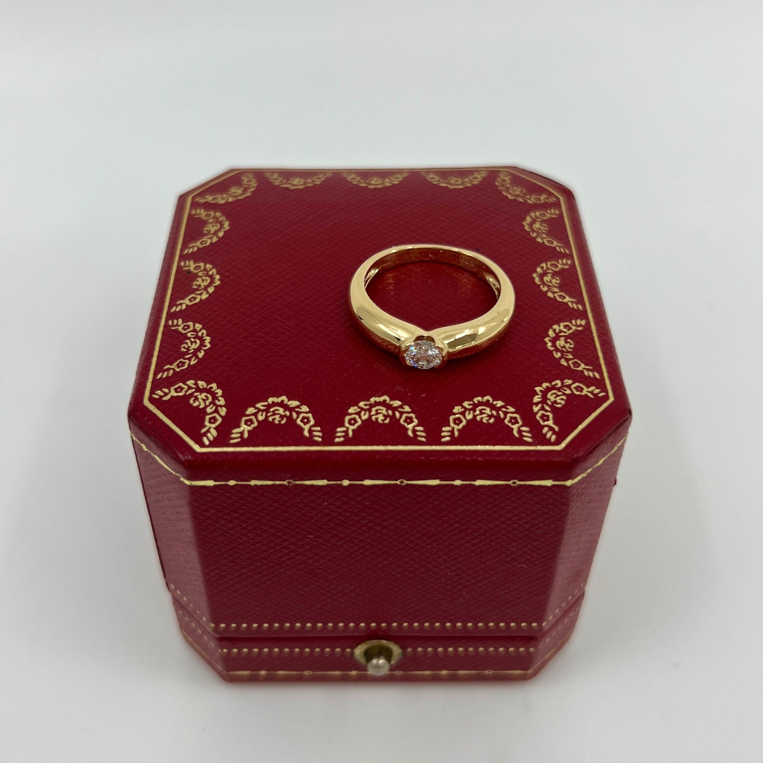 Vintage Cartier 0,32 Karat runder Diamant Ellipsen 18k Gelbgold Solitär Ring 53 5