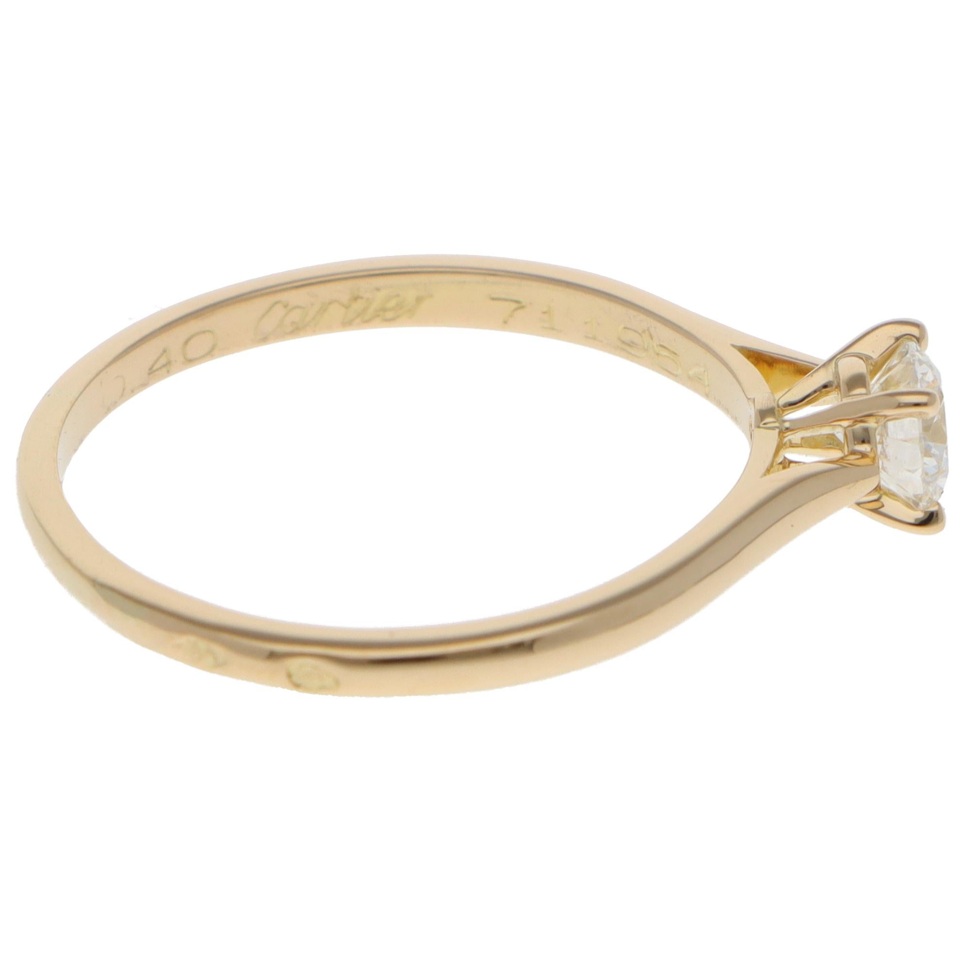 Vintage Cartier 0,40ct GIA zertifiziert Diamant 1895 Solitär-Ring (Moderne) im Angebot