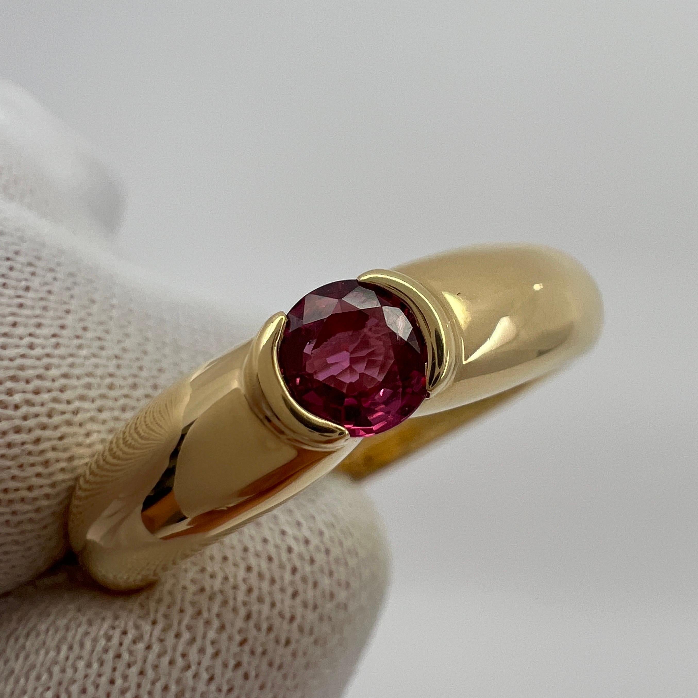 Vintage Cartier 0.50ct Red Ruby Round Ellipse 18k Yellow Gold Solitaire Ring 53 For Sale 5