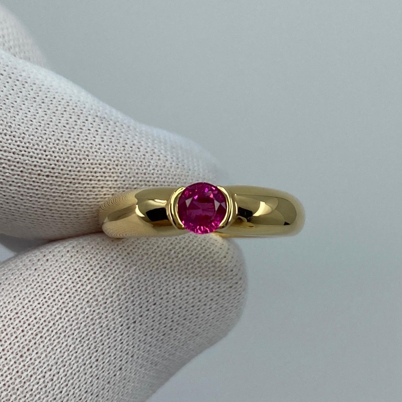 Vintage Cartier 0.50ct Red Ruby Round Ellipse 18k Yellow Gold Solitaire Ring 3