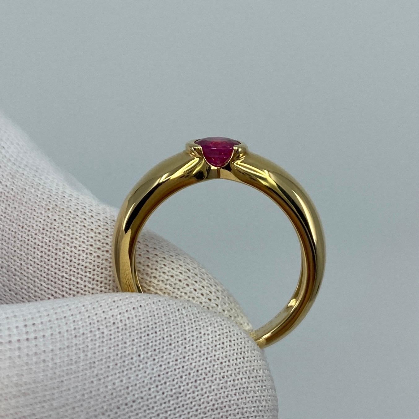 Vintage Cartier 0.50ct Red Ruby Round Ellipse 18k Yellow Gold Solitaire Ring 4