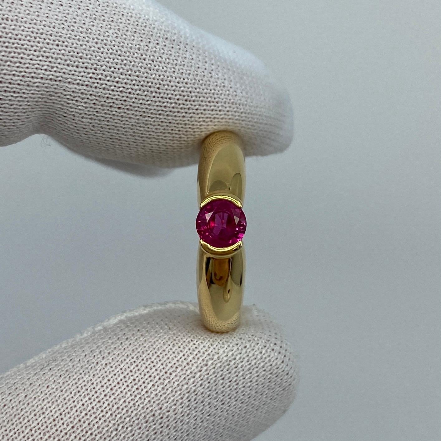 Vintage Cartier 0.50ct Red Ruby Round Ellipse 18k Yellow Gold Solitaire Ring 5