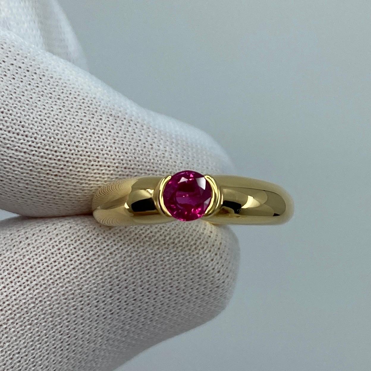 Vintage Cartier 0.50ct Red Ruby Round Ellipse 18k Yellow Gold Solitaire Ring 6