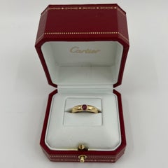 Vintage Cartier 0.50ct Red Ruby Round Ellipse 18k Yellow Gold Solitaire Ring