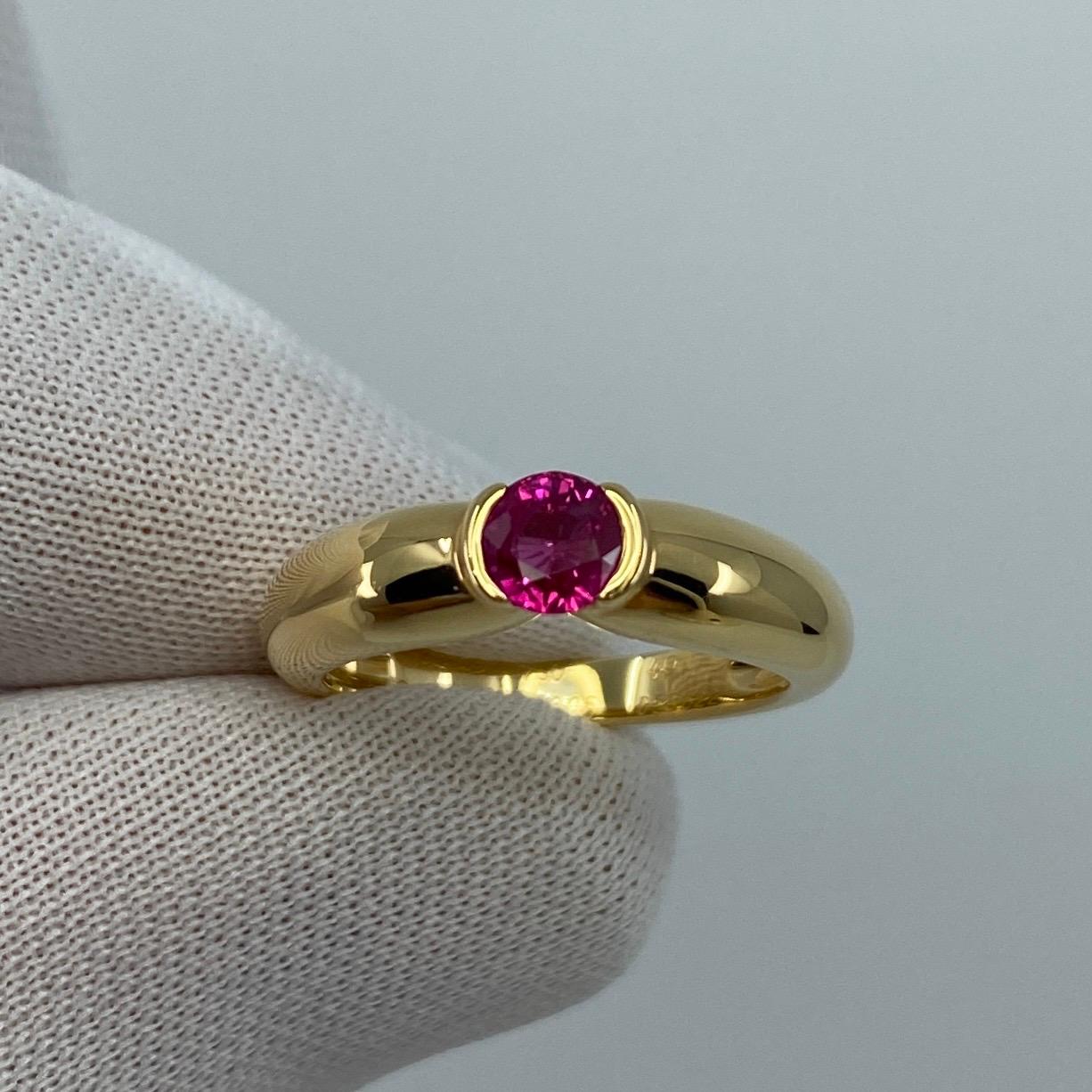 Vintage Cartier 0.50ct Red Ruby Round Ellipse 18k Yellow Gold Solitaire Ring 1