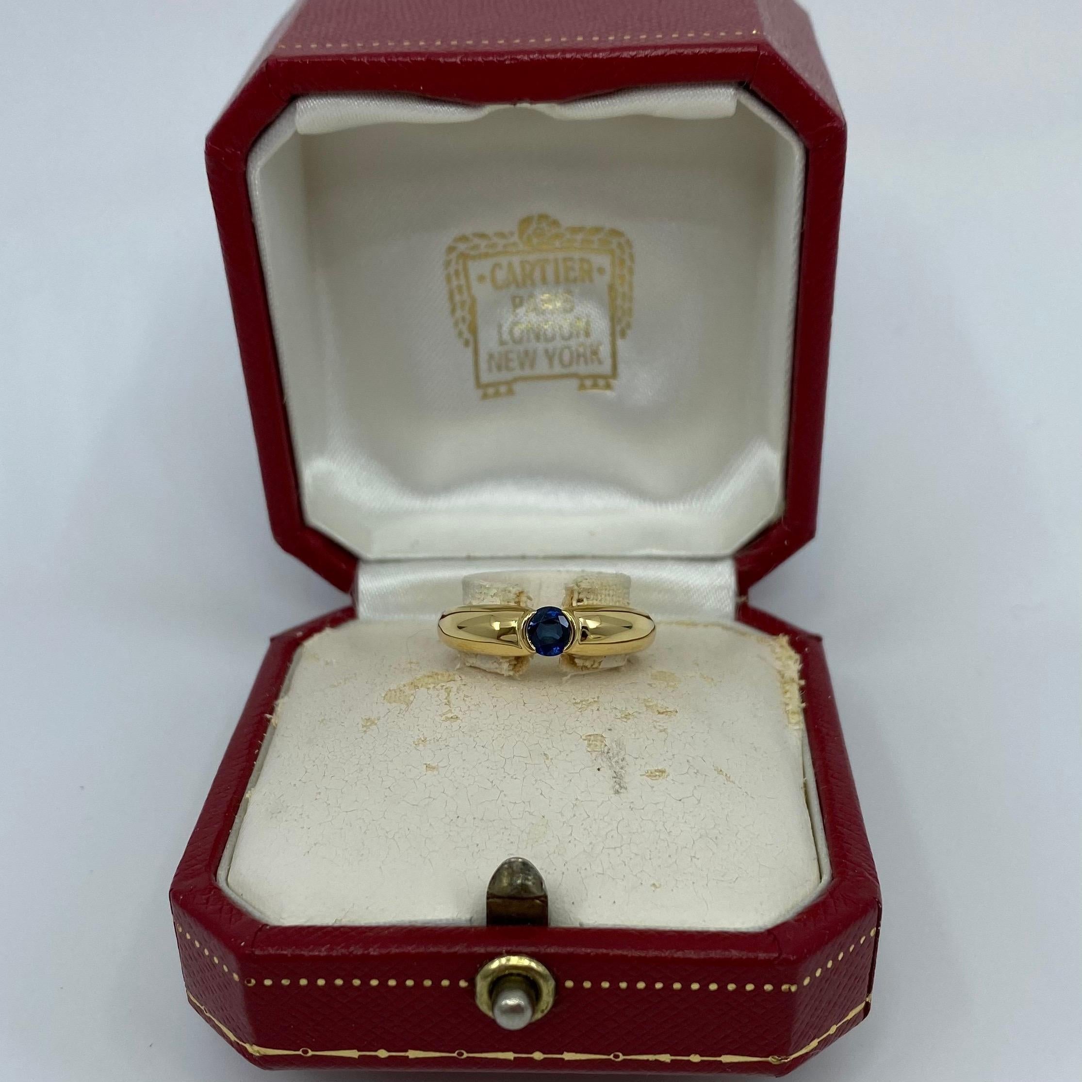 Vintage Cartier 0.55ct Blue Sapphire French Made 18k Yellow Gold Solitaire Ring 4