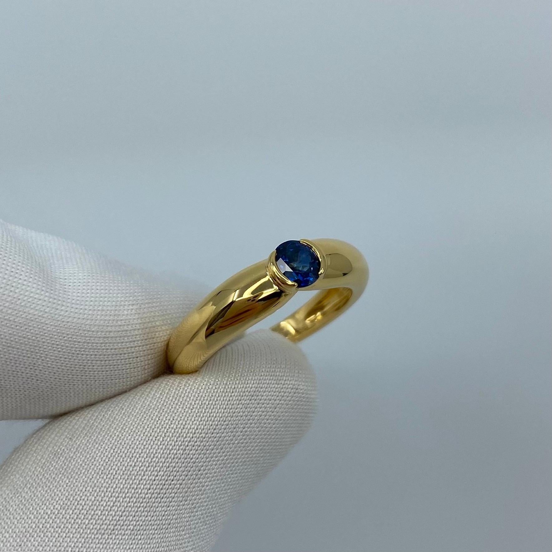 Vintage Cartier 0.55ct Blue Sapphire French Made 18k Yellow Gold Solitaire Ring 5