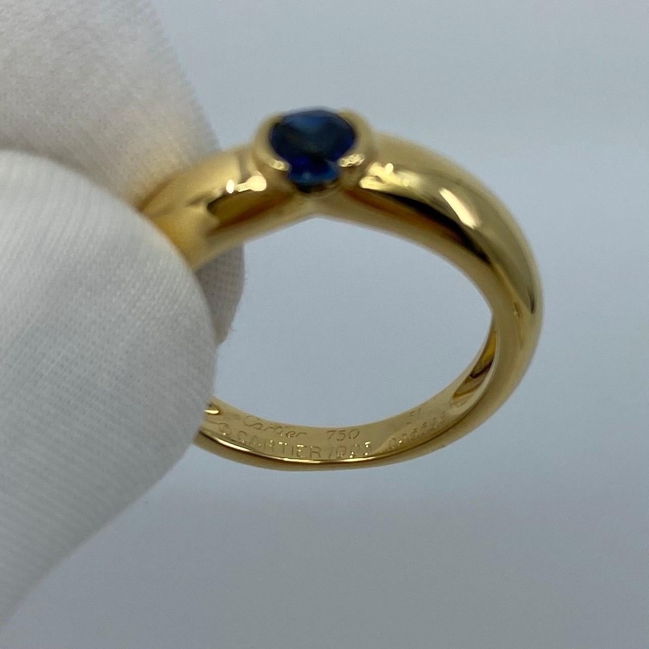 Vintage Cartier 0.55ct Blue Sapphire French Made 18k Yellow Gold Solitaire Ring 6