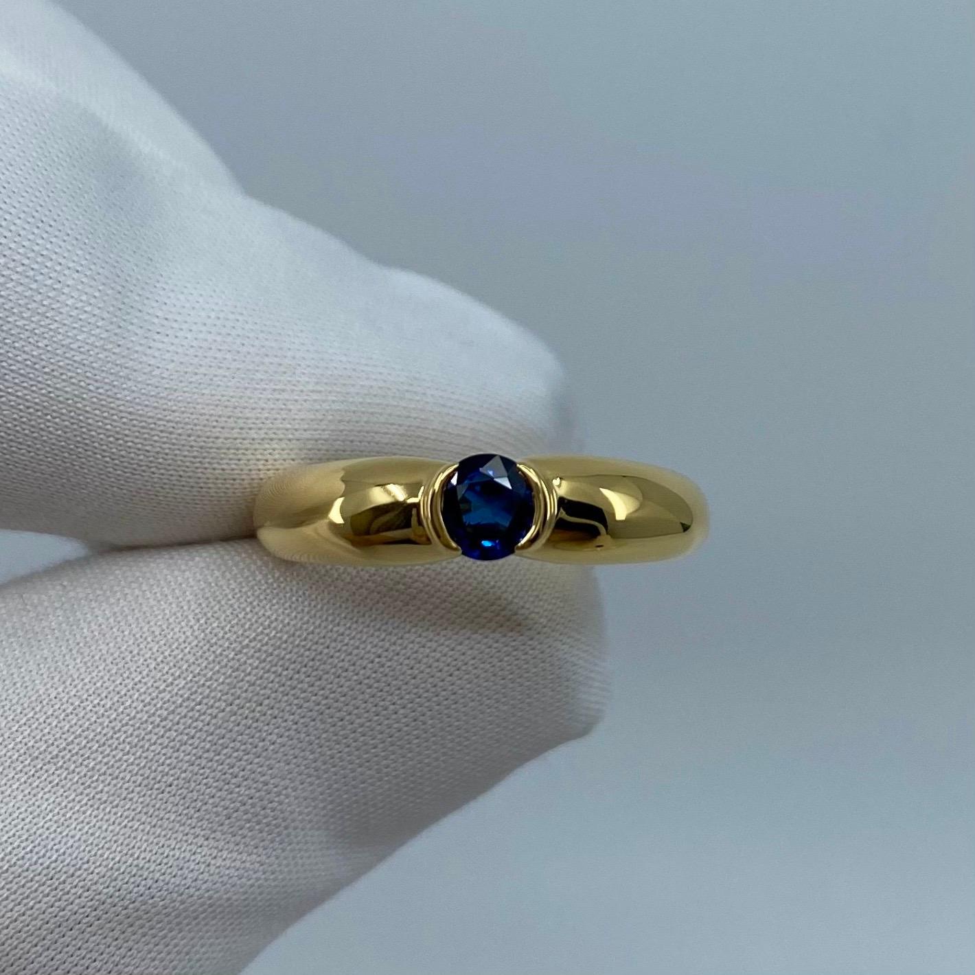 Vintage Cartier 0.55ct Blue Sapphire French Made 18k Yellow Gold Solitaire Ring 7