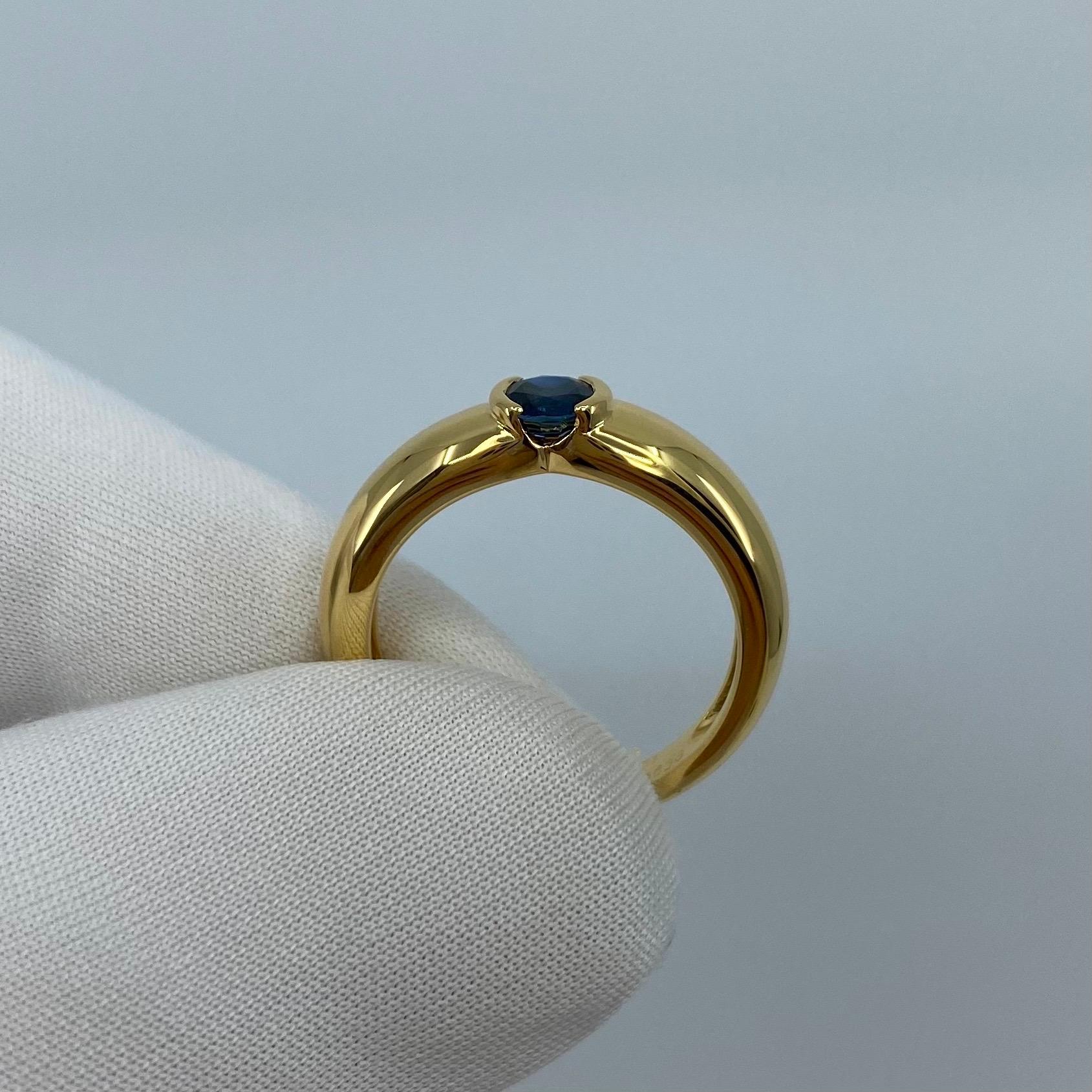 Vintage Cartier 0.55ct Blue Sapphire French Made 18k Yellow Gold Solitaire Ring 8