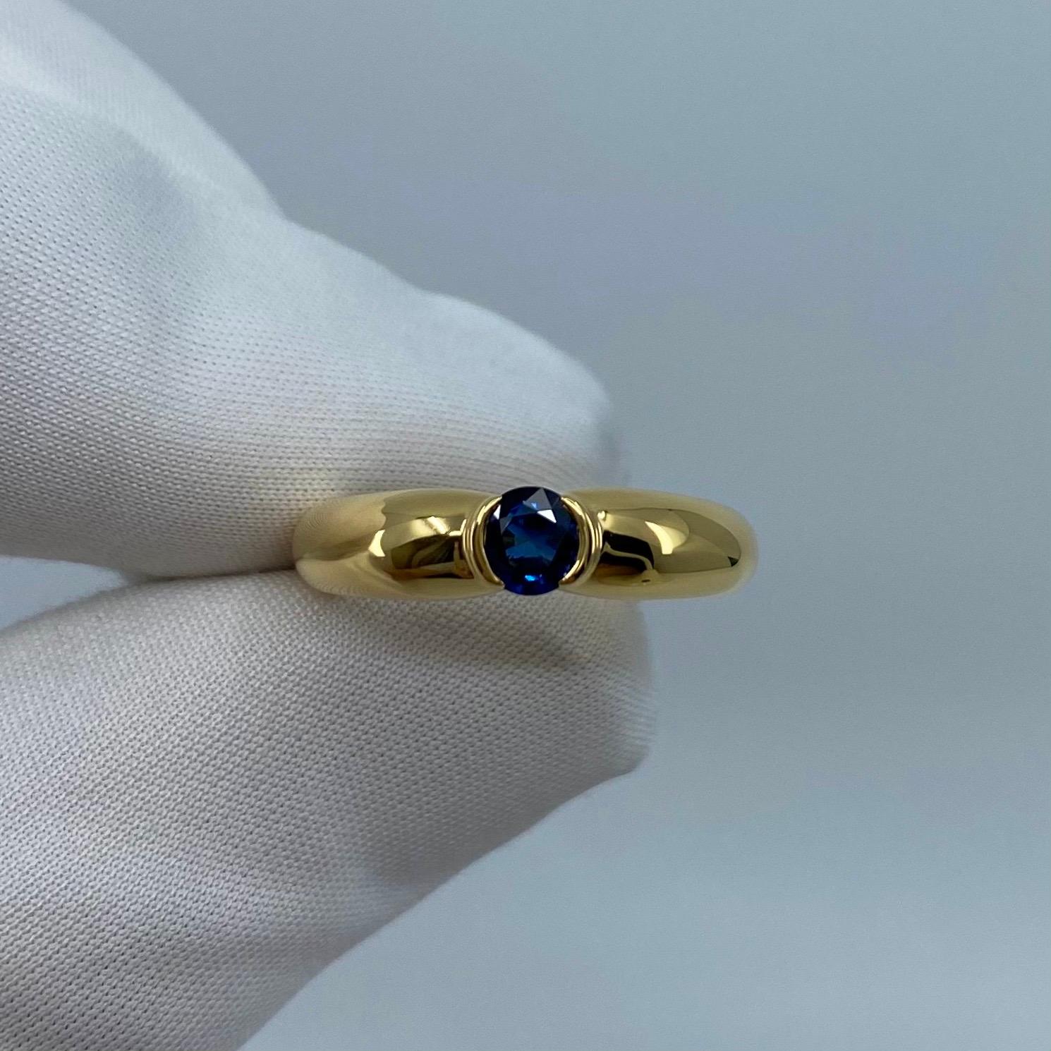 Vintage Cartier Deep Blue Sapphire 18k Yellow Gold Solitaire Ring.

Stunning yellow gold ring set with a fine deep blue sapphire. Fine jewellery houses like Cartier only use the finest of gemstones and this sapphire is no exception. A top quality