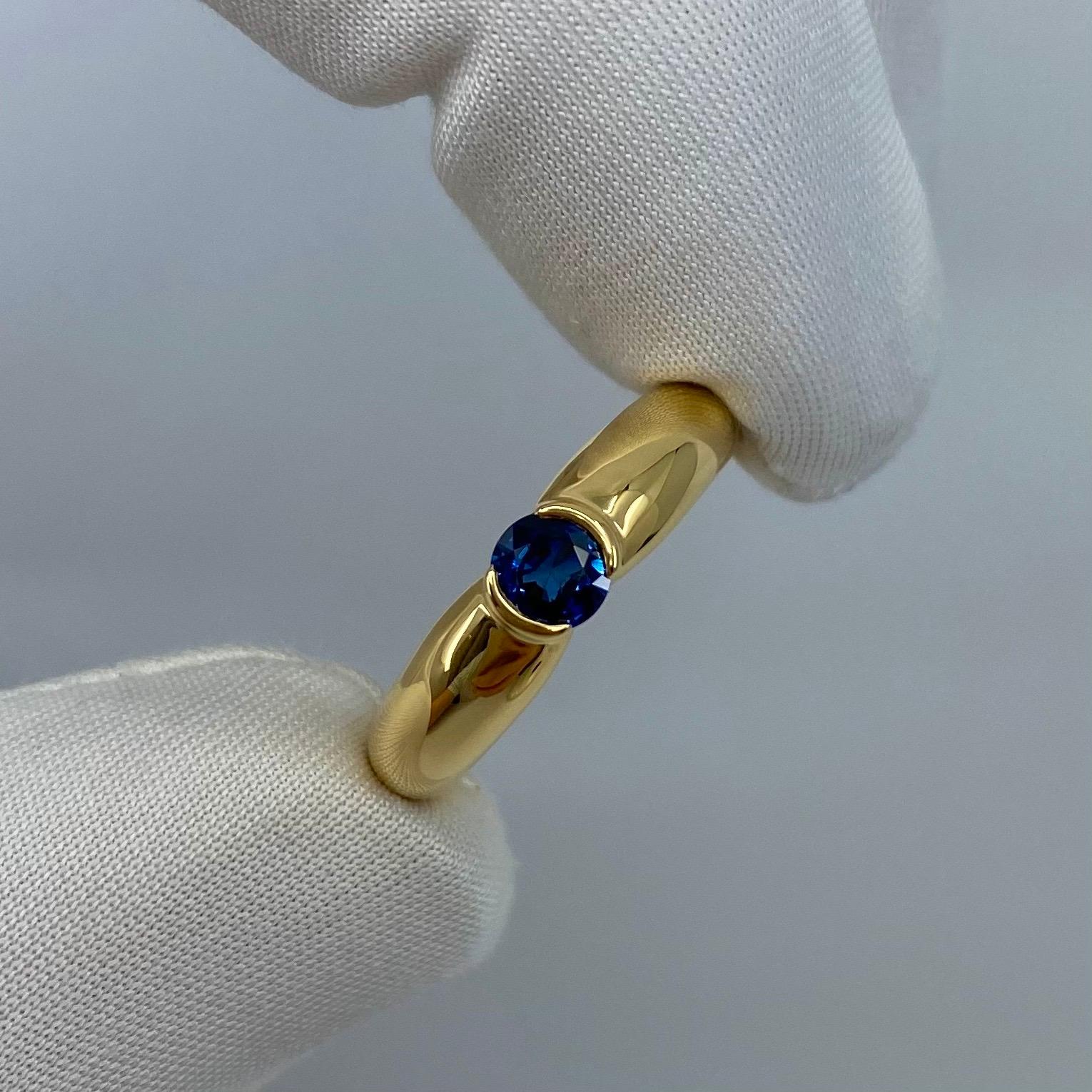 Vintage Cartier 0.55ct Blue Sapphire French Made 18k Yellow Gold Solitaire Ring In Excellent Condition In Birmingham, GB