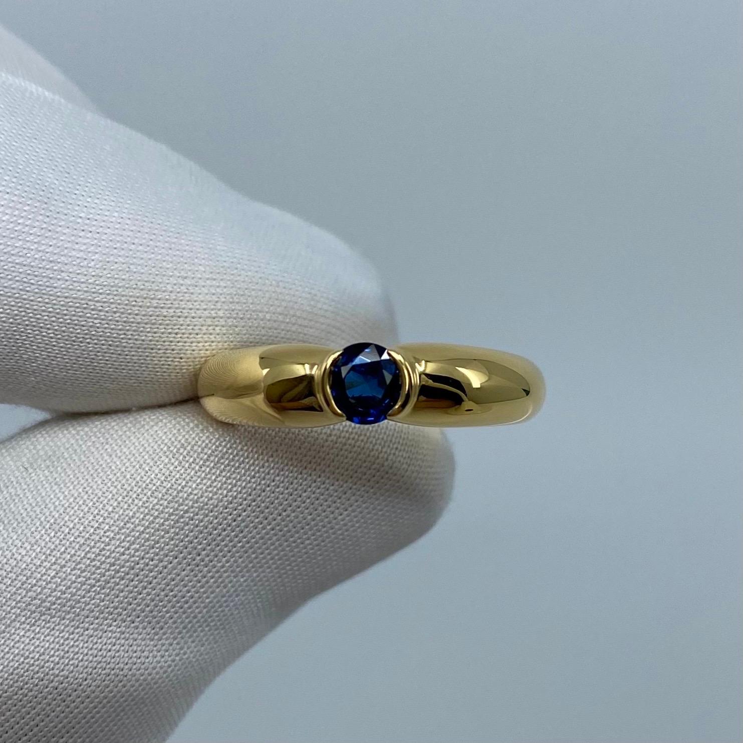 Women's or Men's Vintage Cartier 0.55ct Blue Sapphire French Made 18k Yellow Gold Solitaire Ring